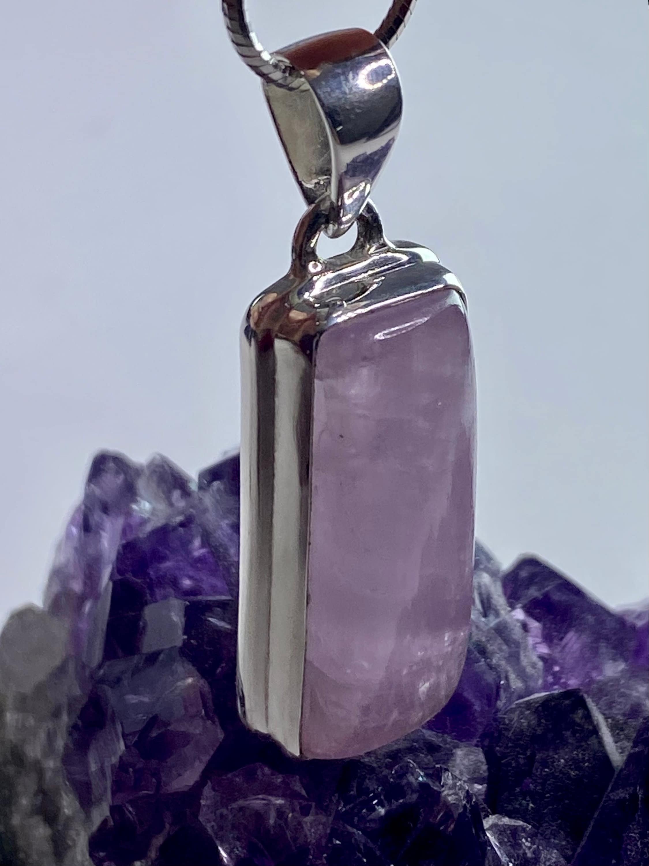 Natural Kunzite Silver pendant necklace