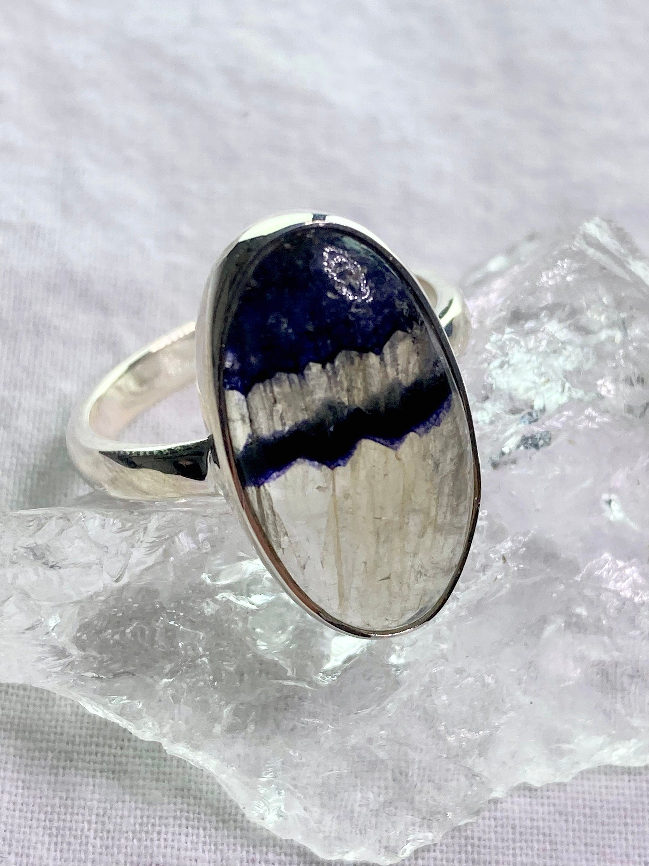 An Extremely Rare Blue John and Silver Ring