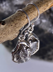 Meteorite Campo Del Cielo and Silver Dangle Earrings