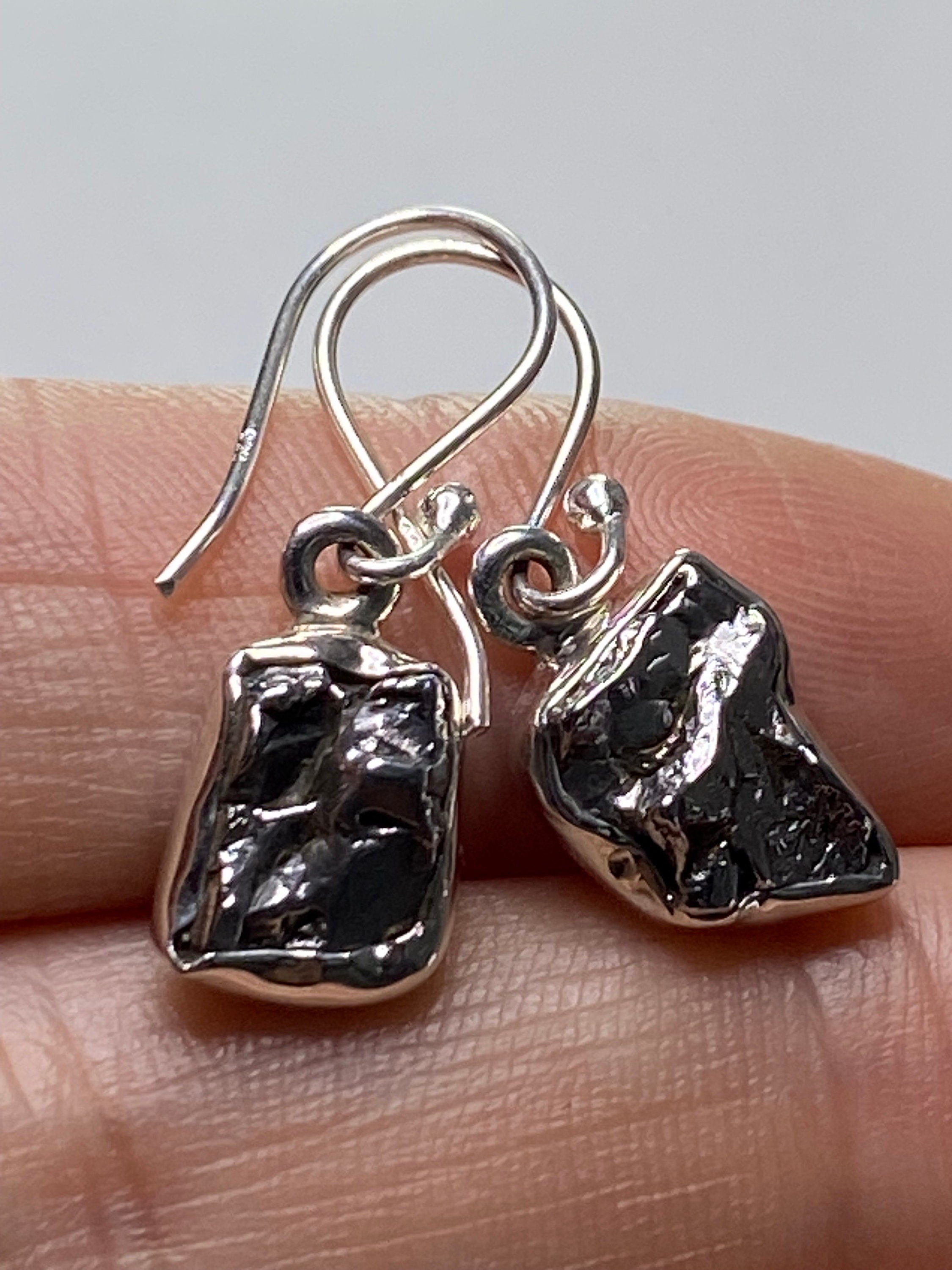 Meteorite Campo Del Cielo and Silver Dangle Earrings