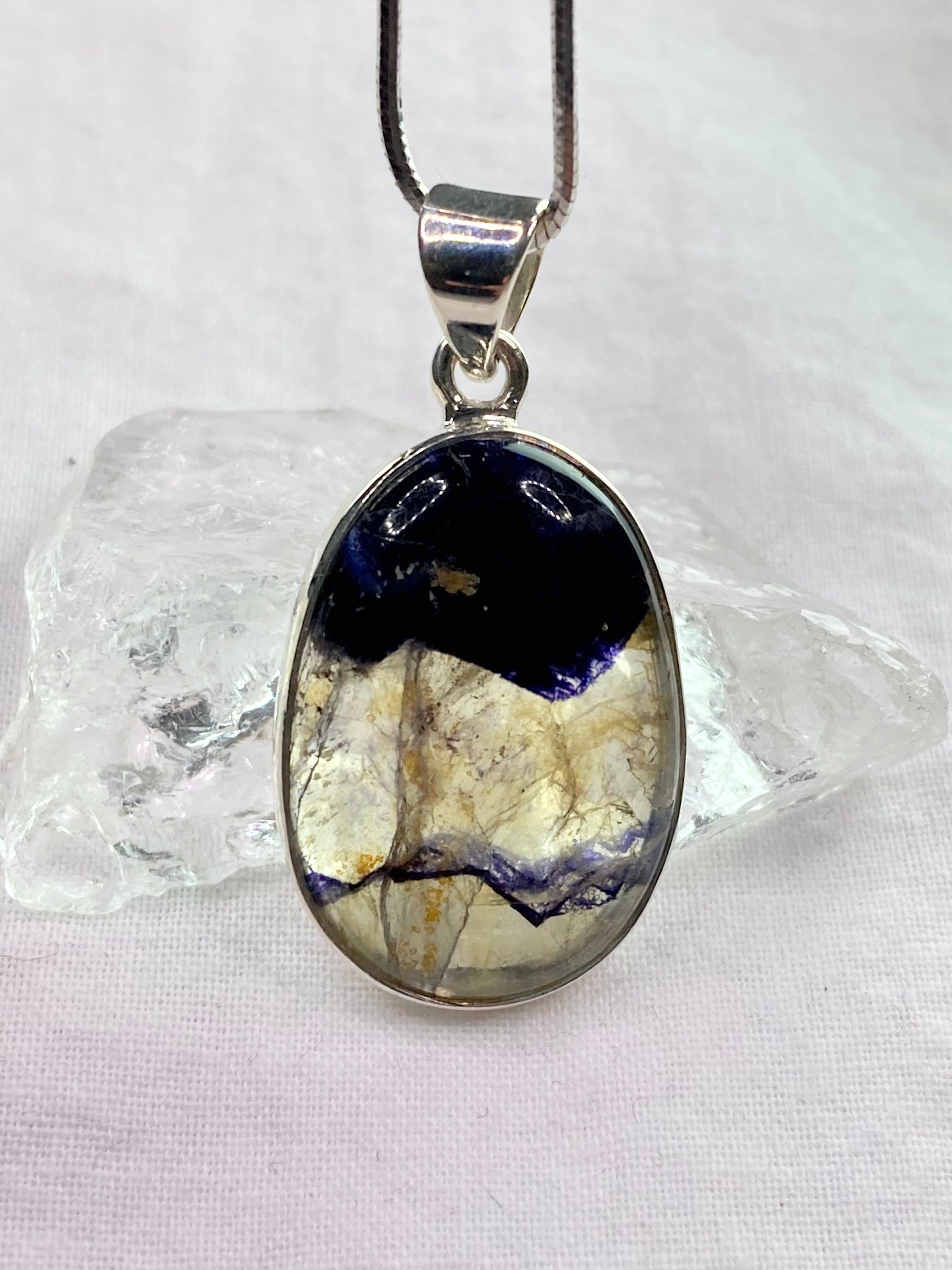 A Rare Blue John and Silver Pendant.
