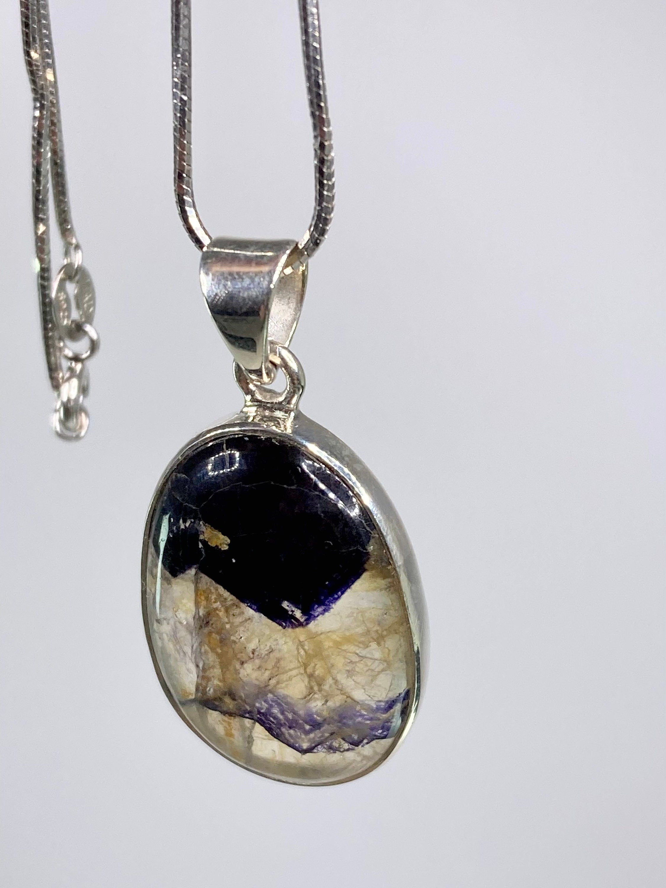 A Rare Blue John and Silver Pendant.