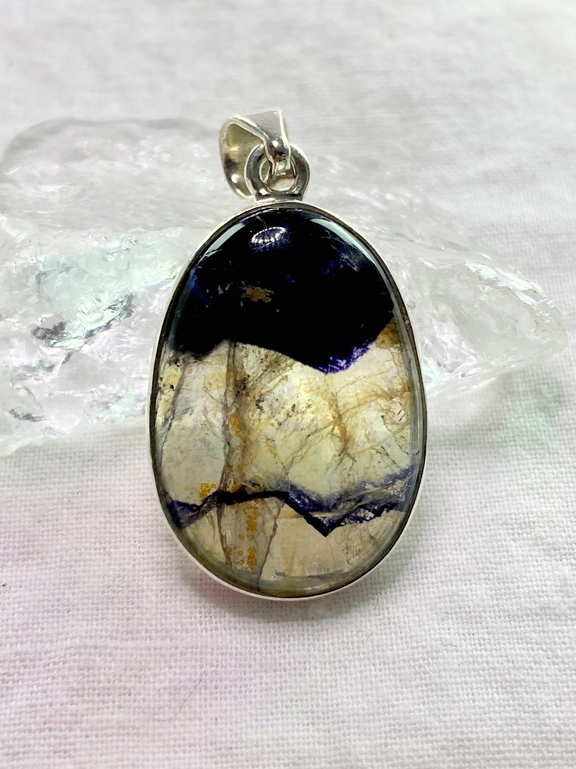A Rare Blue John and Silver Pendant.