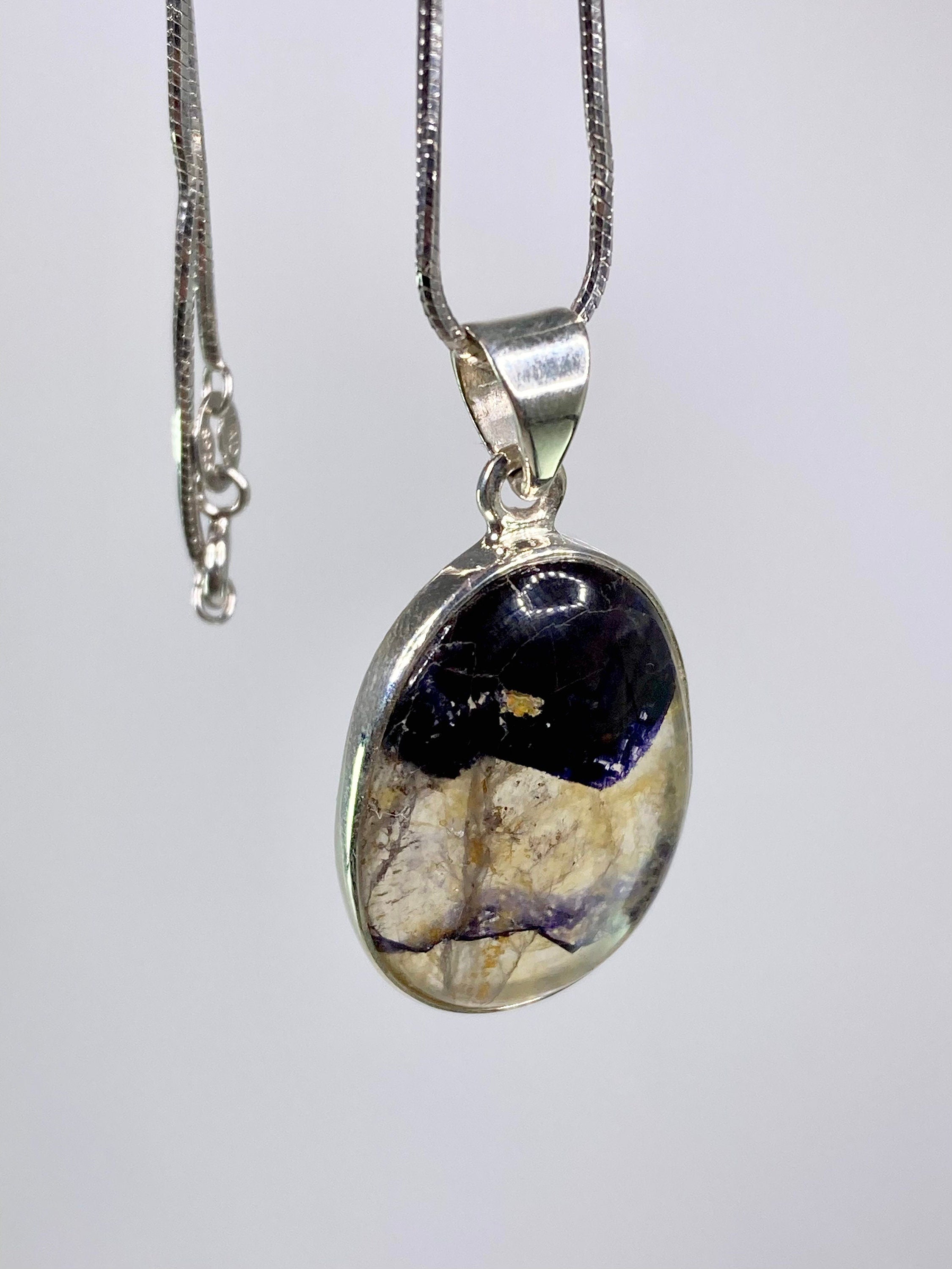A Rare Blue John and Silver Pendant.