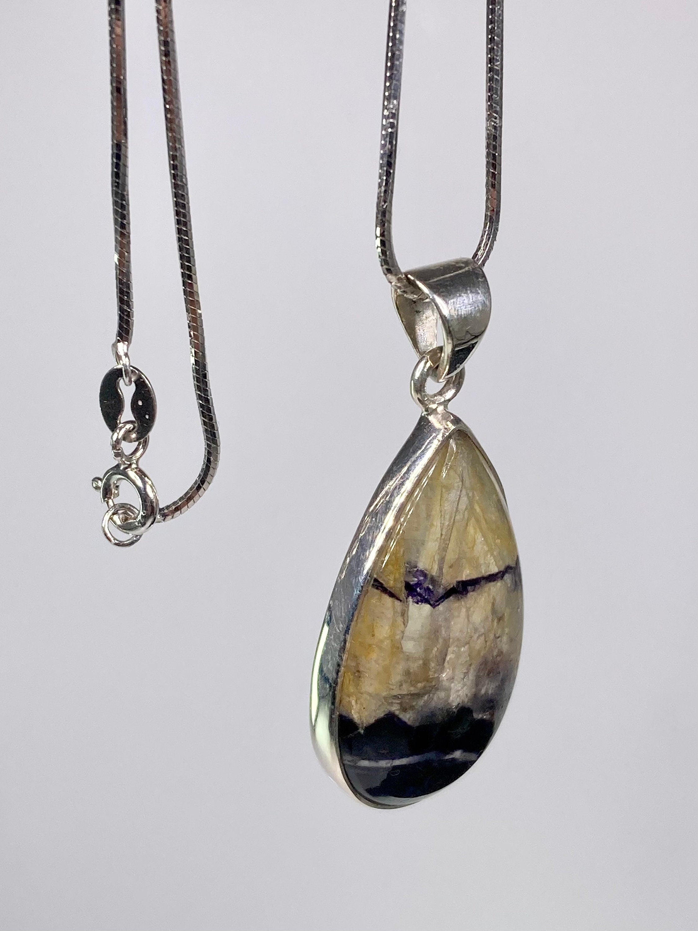 A Rare Blue John and Silver Pendant.