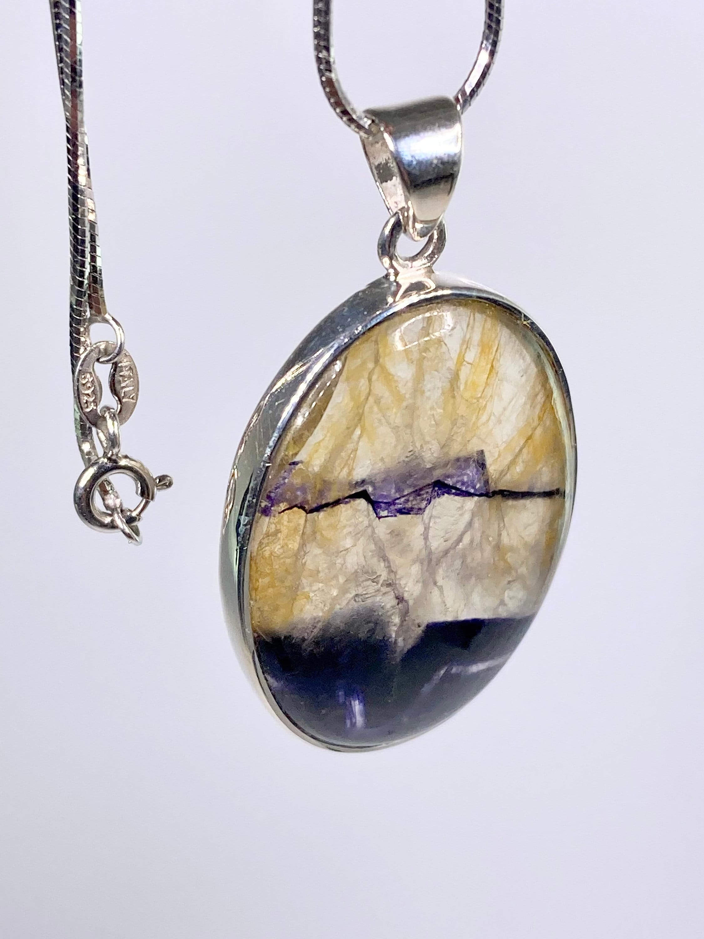 A Rare Blue John and Silver Pendant.