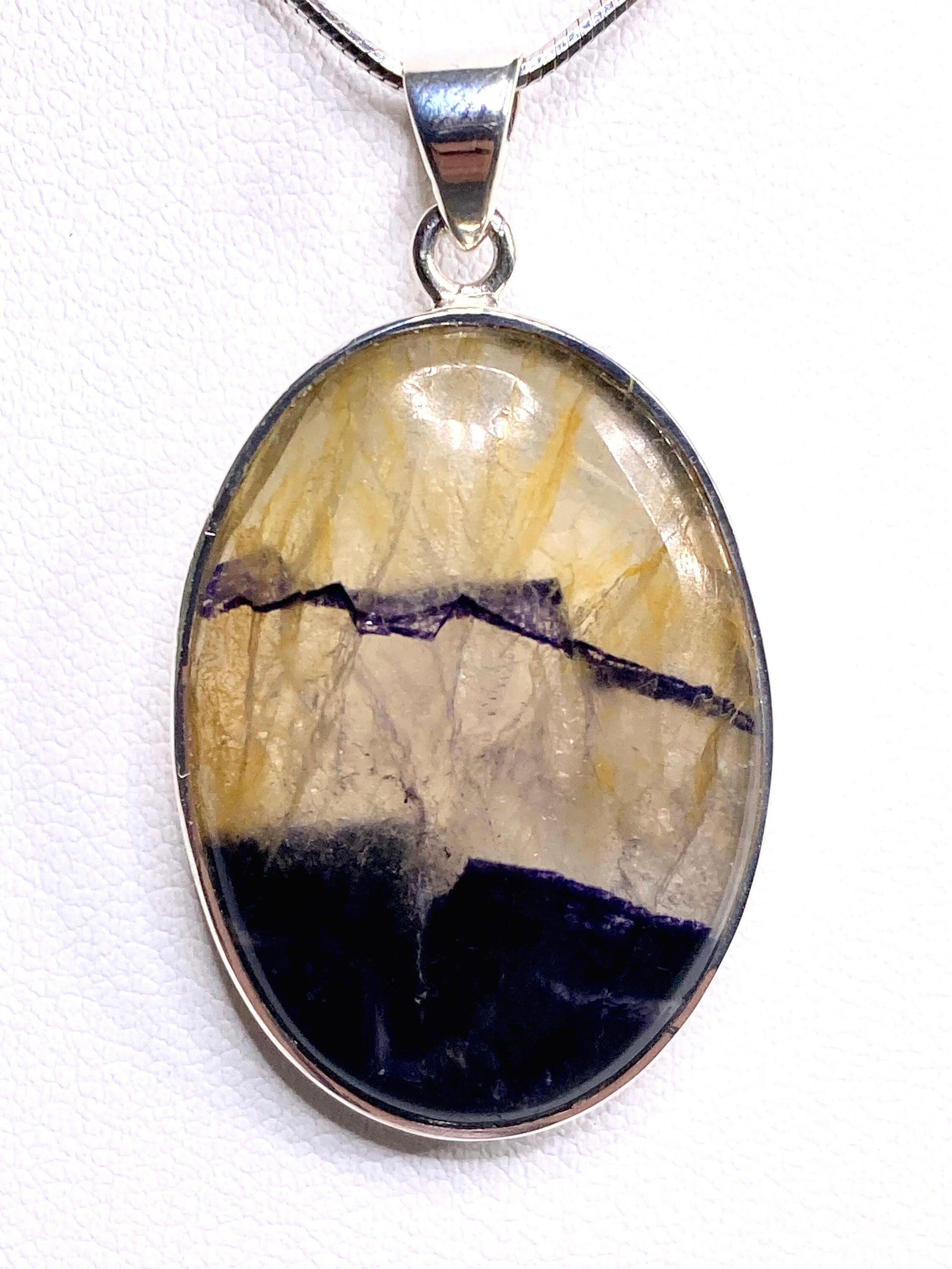 A Rare Blue John and Silver Pendant.