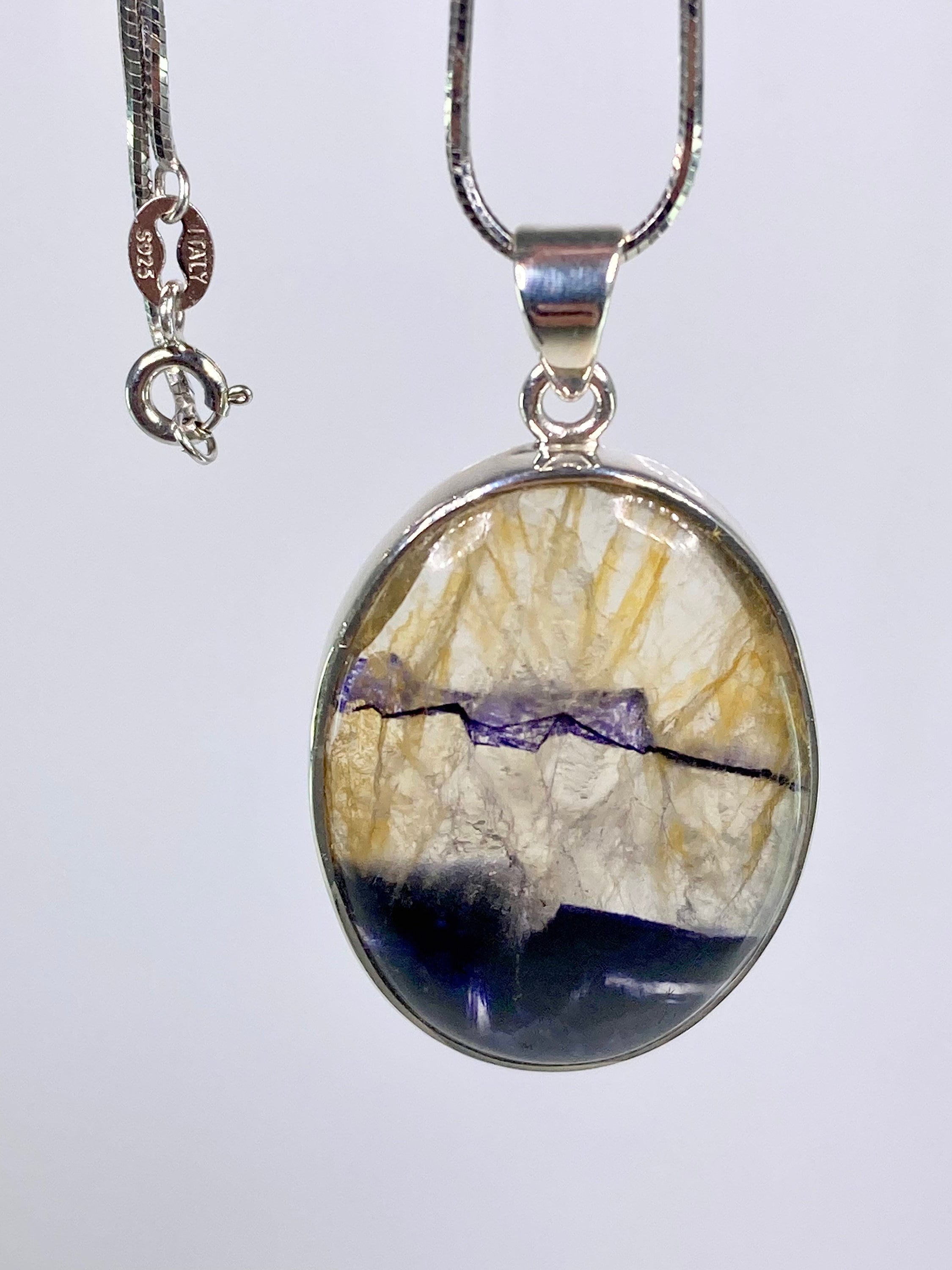 A Rare Blue John and Silver Pendant.