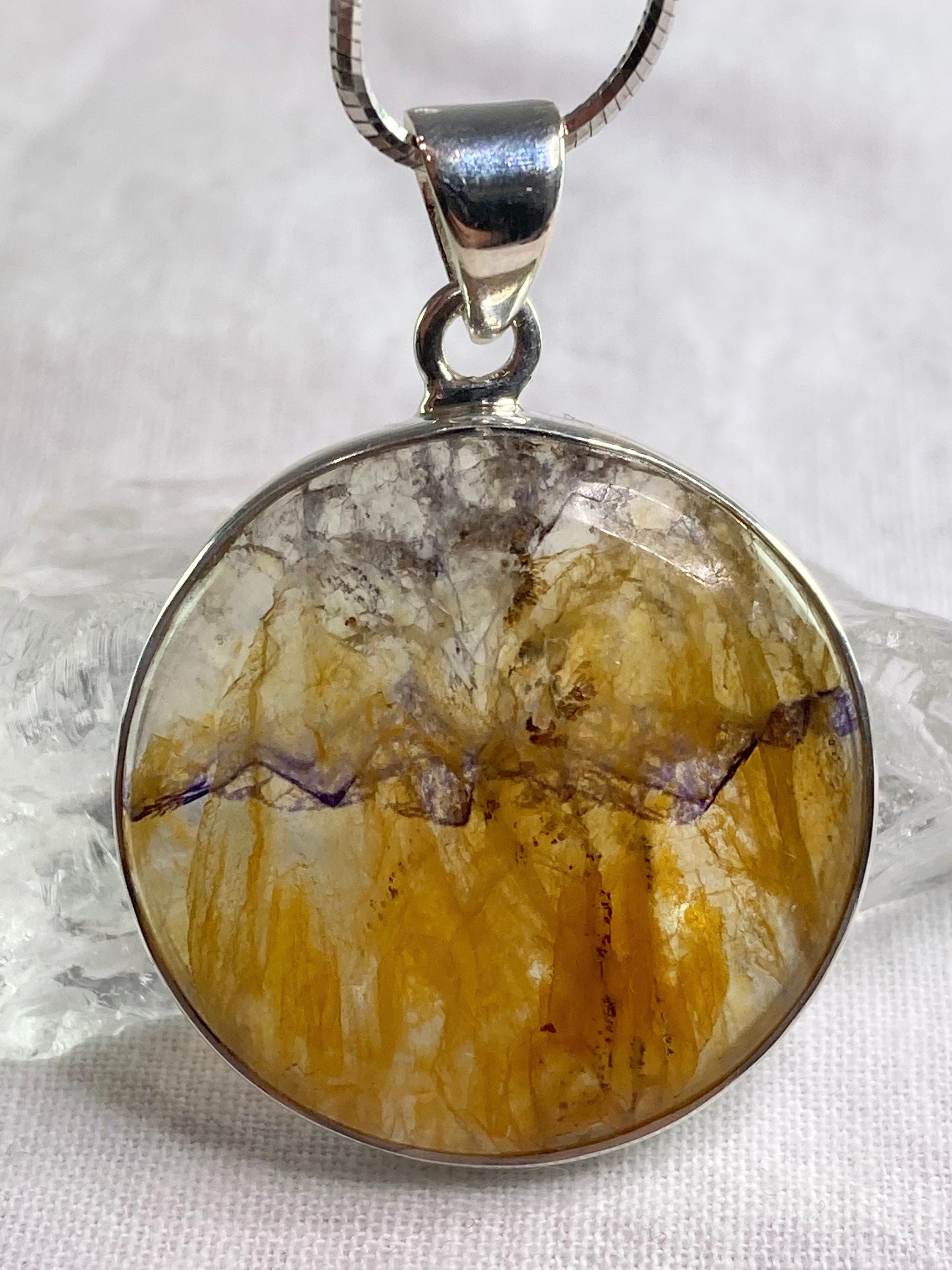 Blue John Silver Pendant.