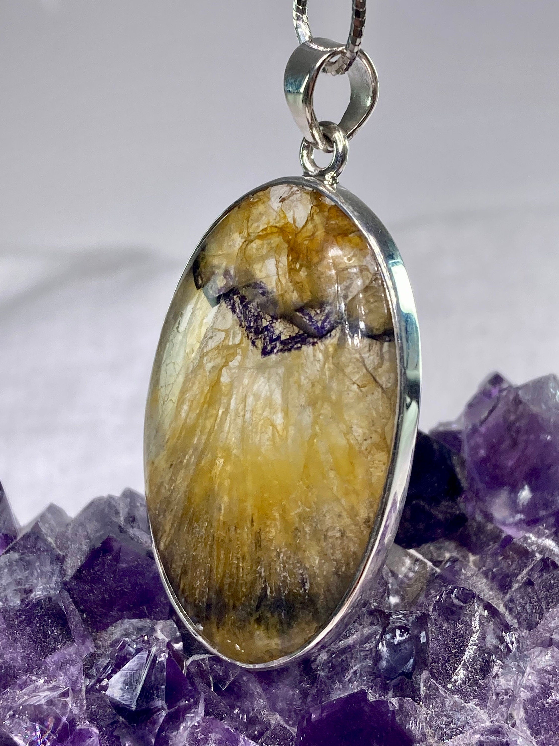 A Rare Blue John and Silver Pendant.