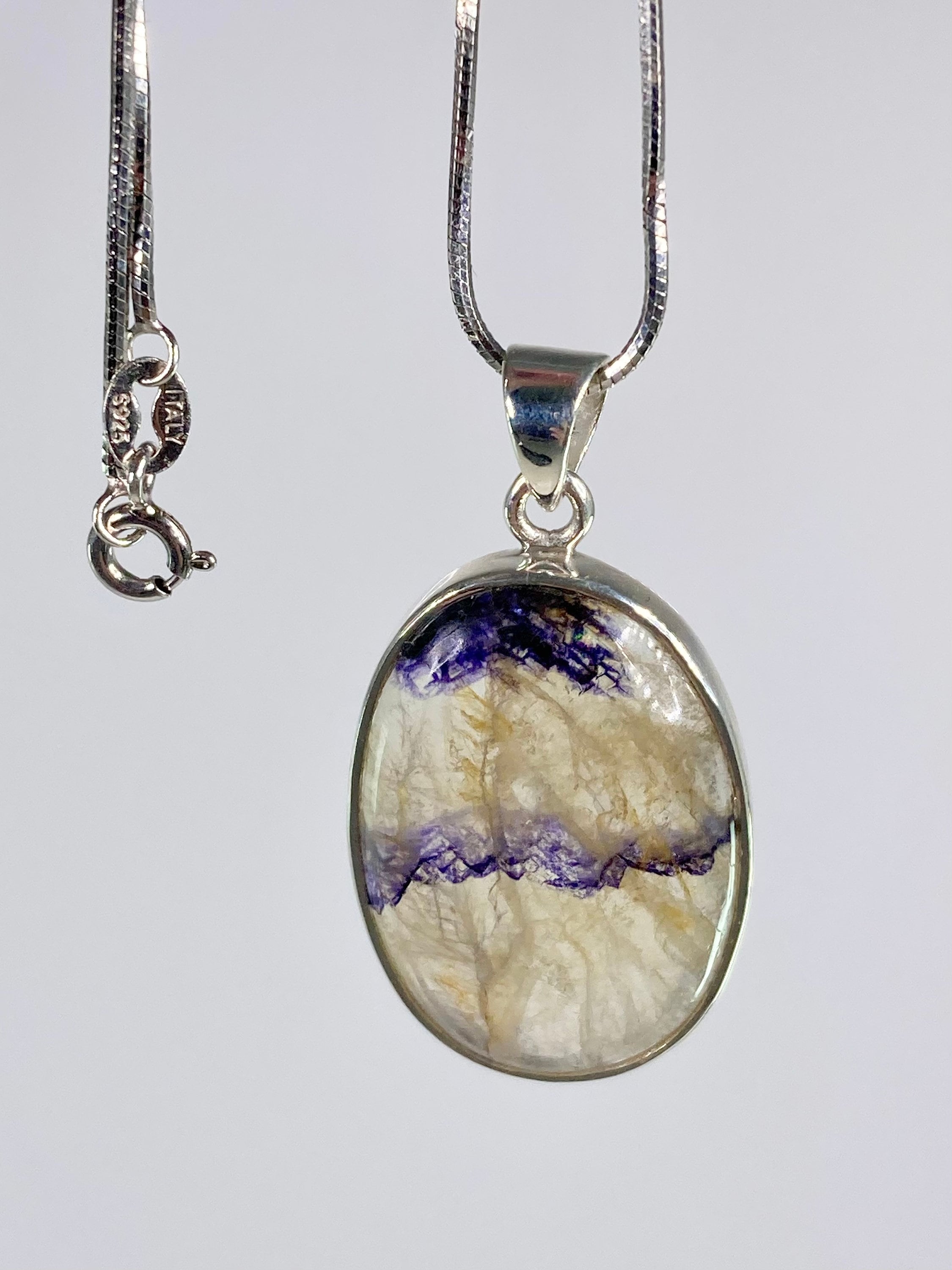 A Rare Blue John and Silver Pendant.