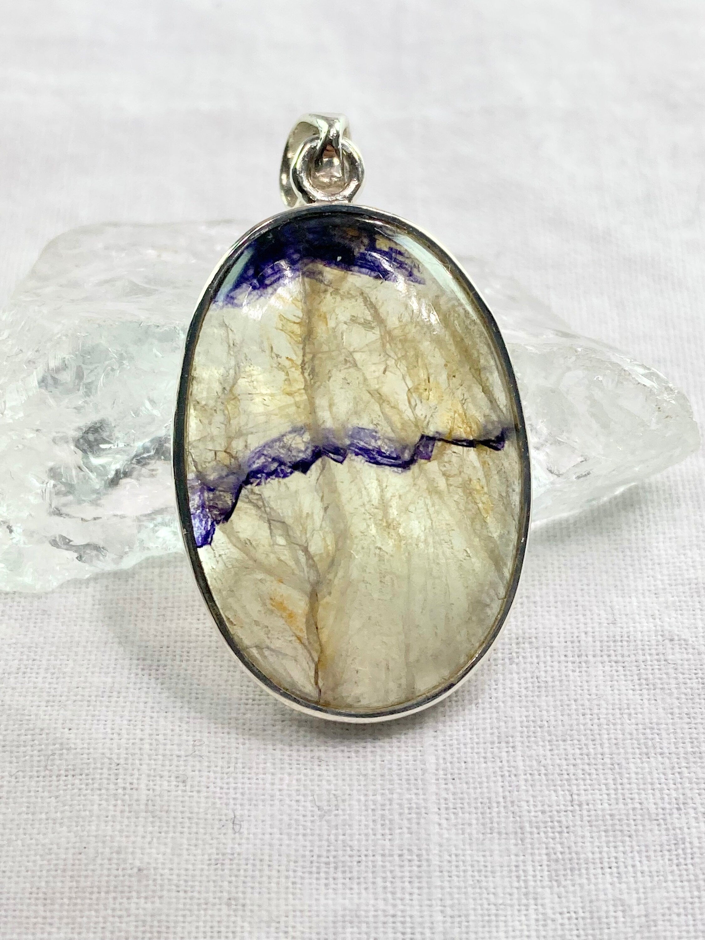 A Rare Blue John and Silver Pendant.