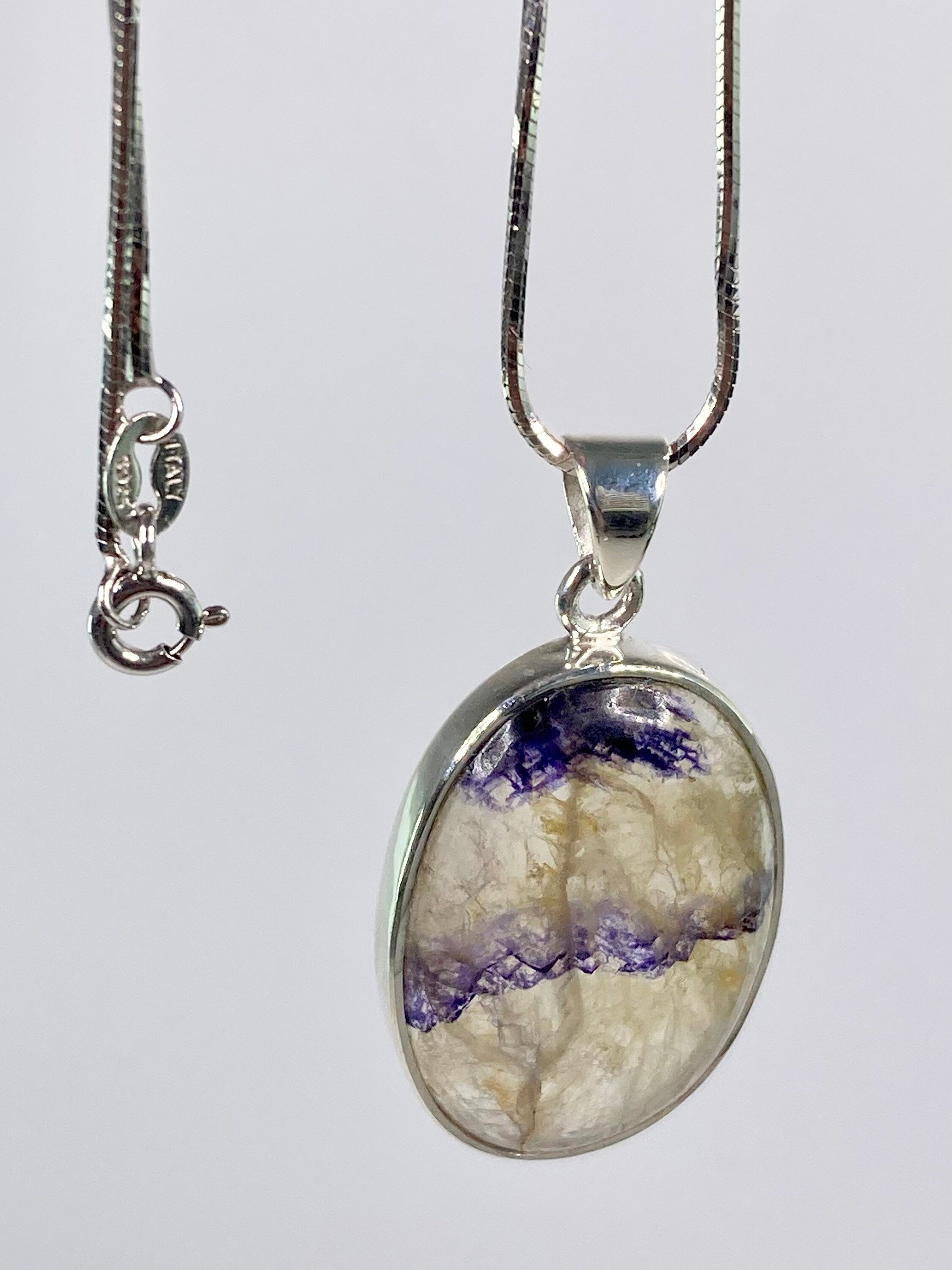 A Rare Blue John and Silver Pendant.