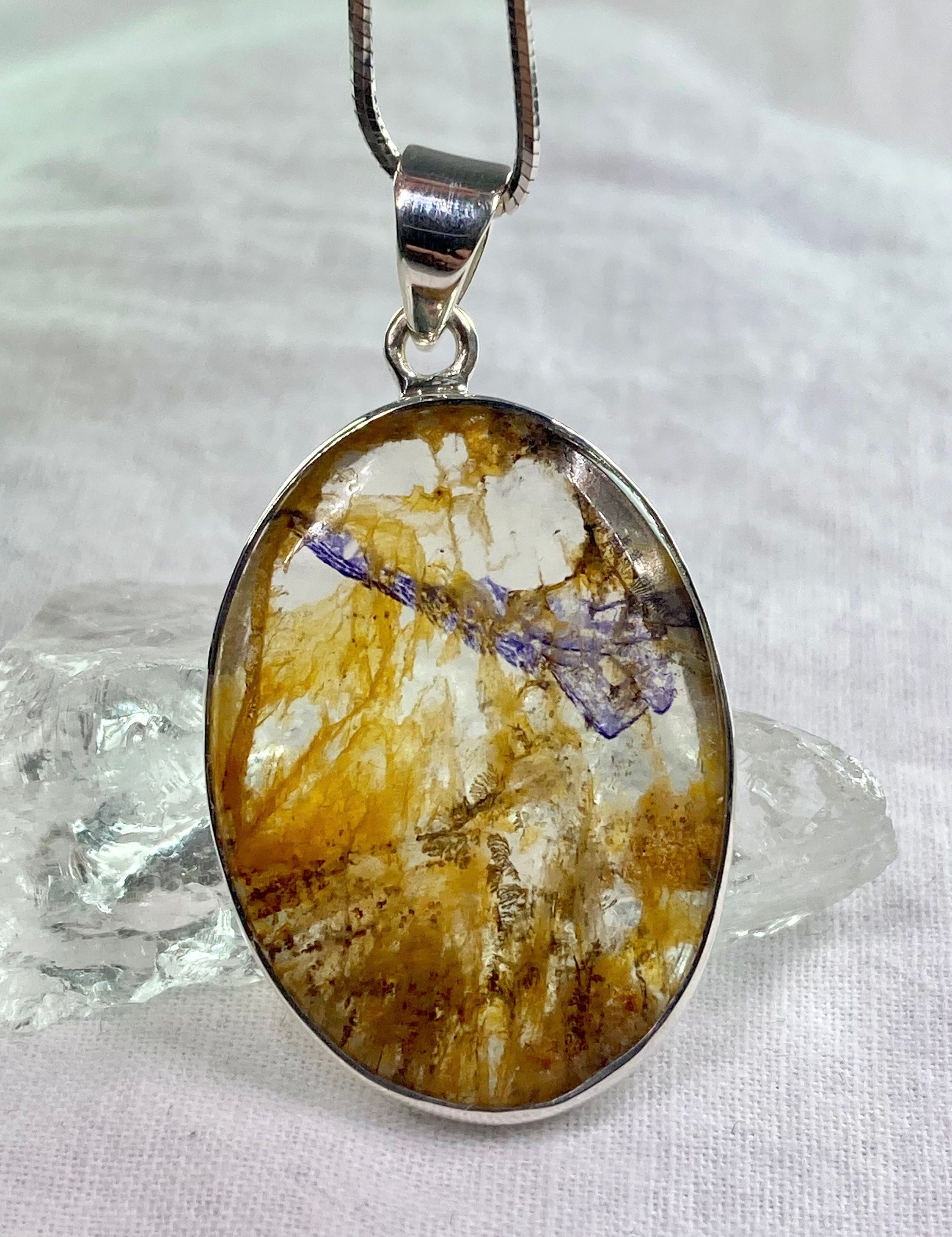 A Rare Blue John and Silver Pendant.