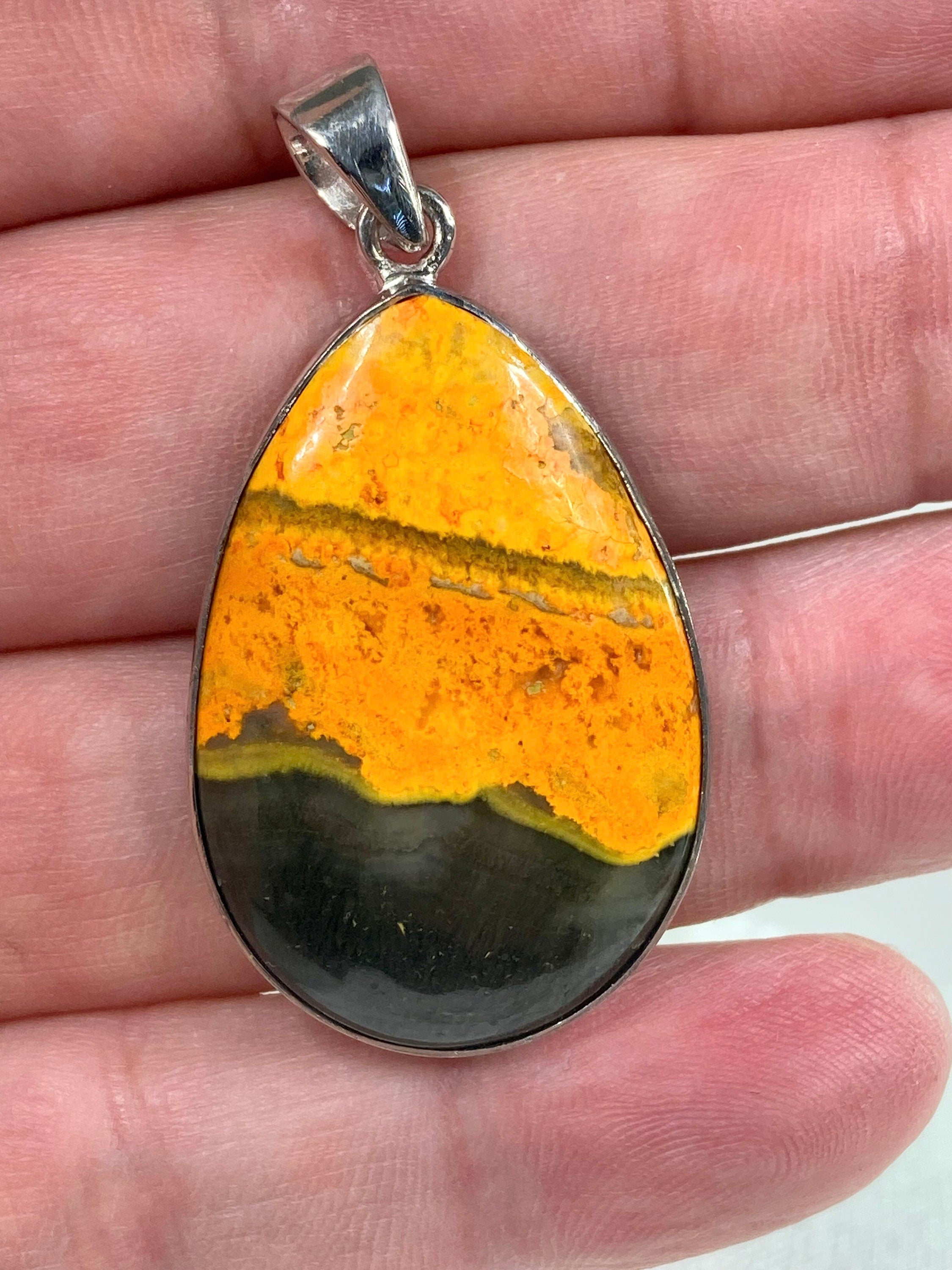 High Quality Bumble Bee Jasper and Silver Pendant.