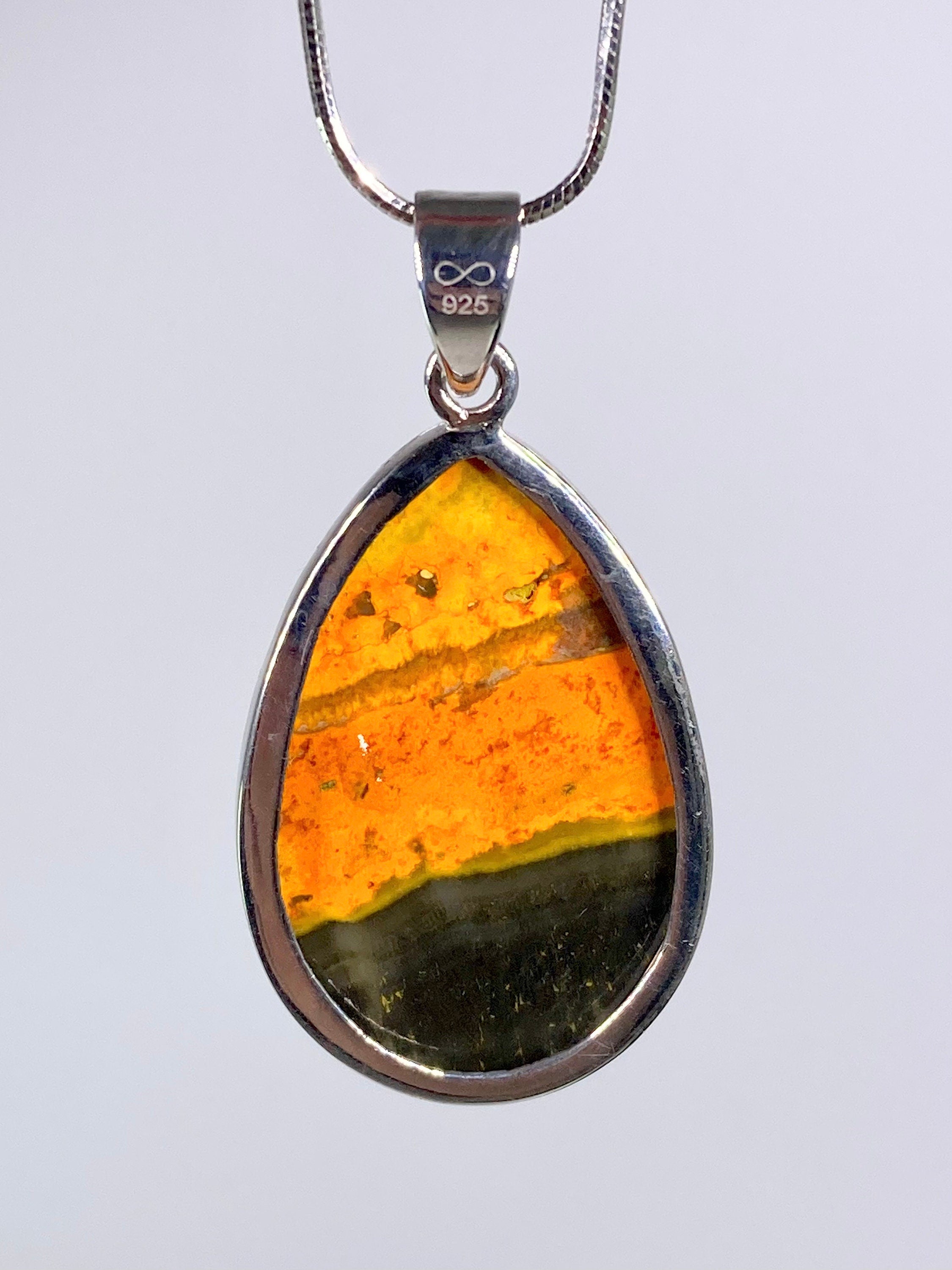 High Quality Bumble Bee Jasper and Silver Pendant.