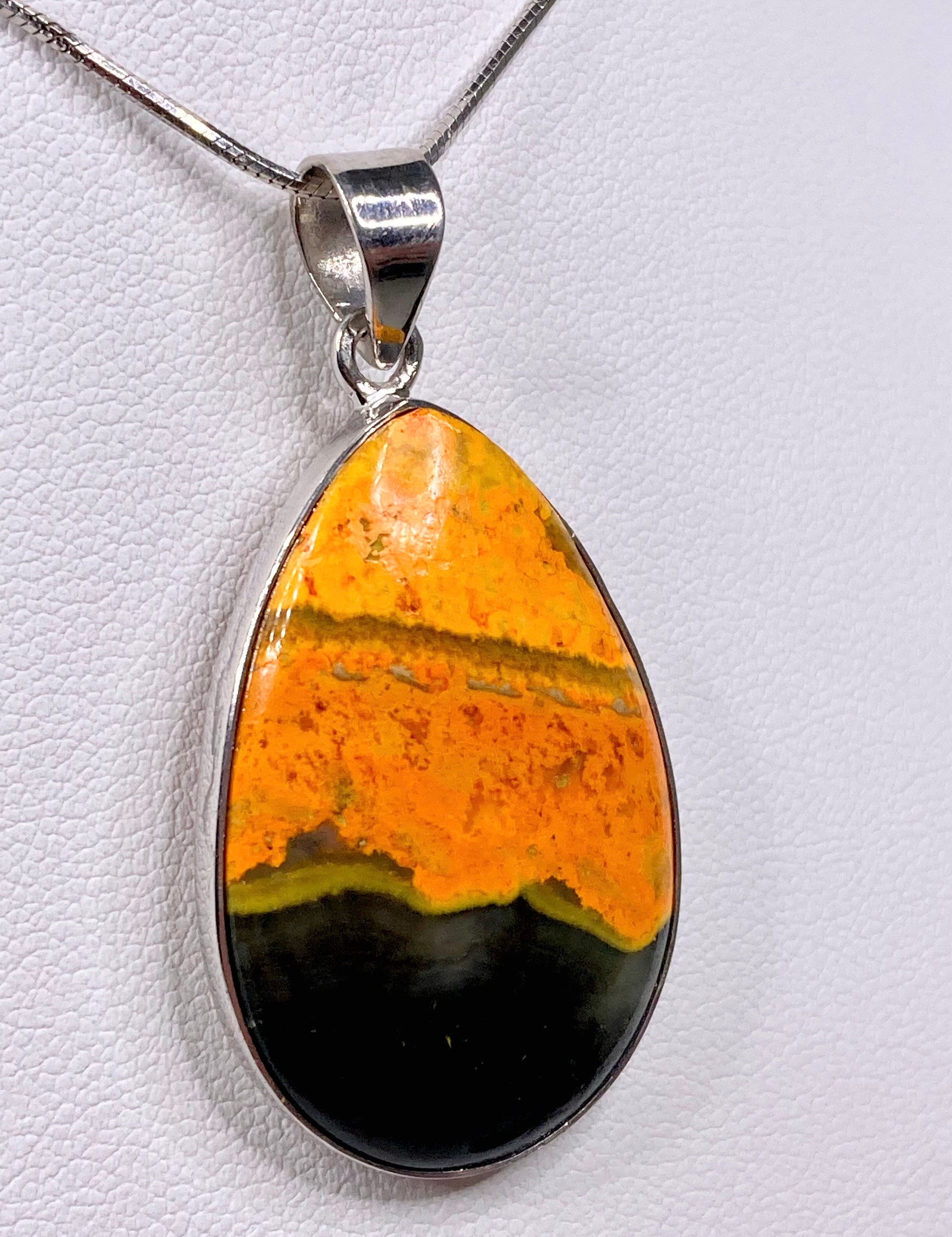 High Quality Bumble Bee Jasper and Silver Pendant.