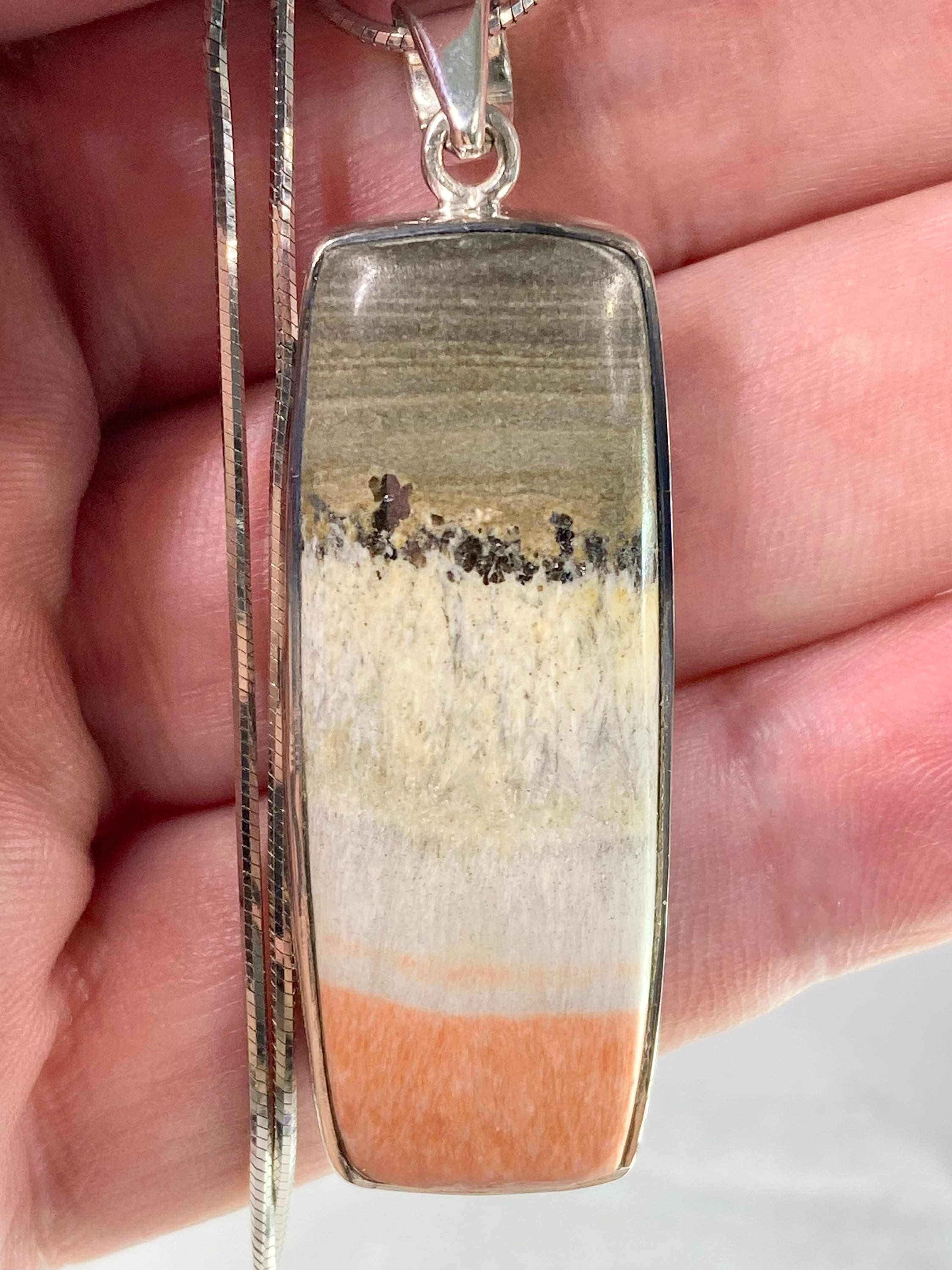 British Celestobarite and Silver Pendant