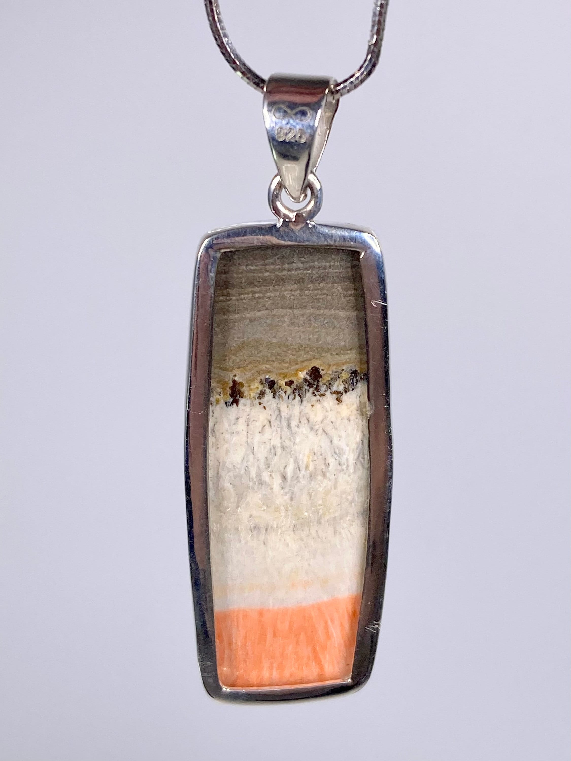 British Celestobarite and Silver Pendant