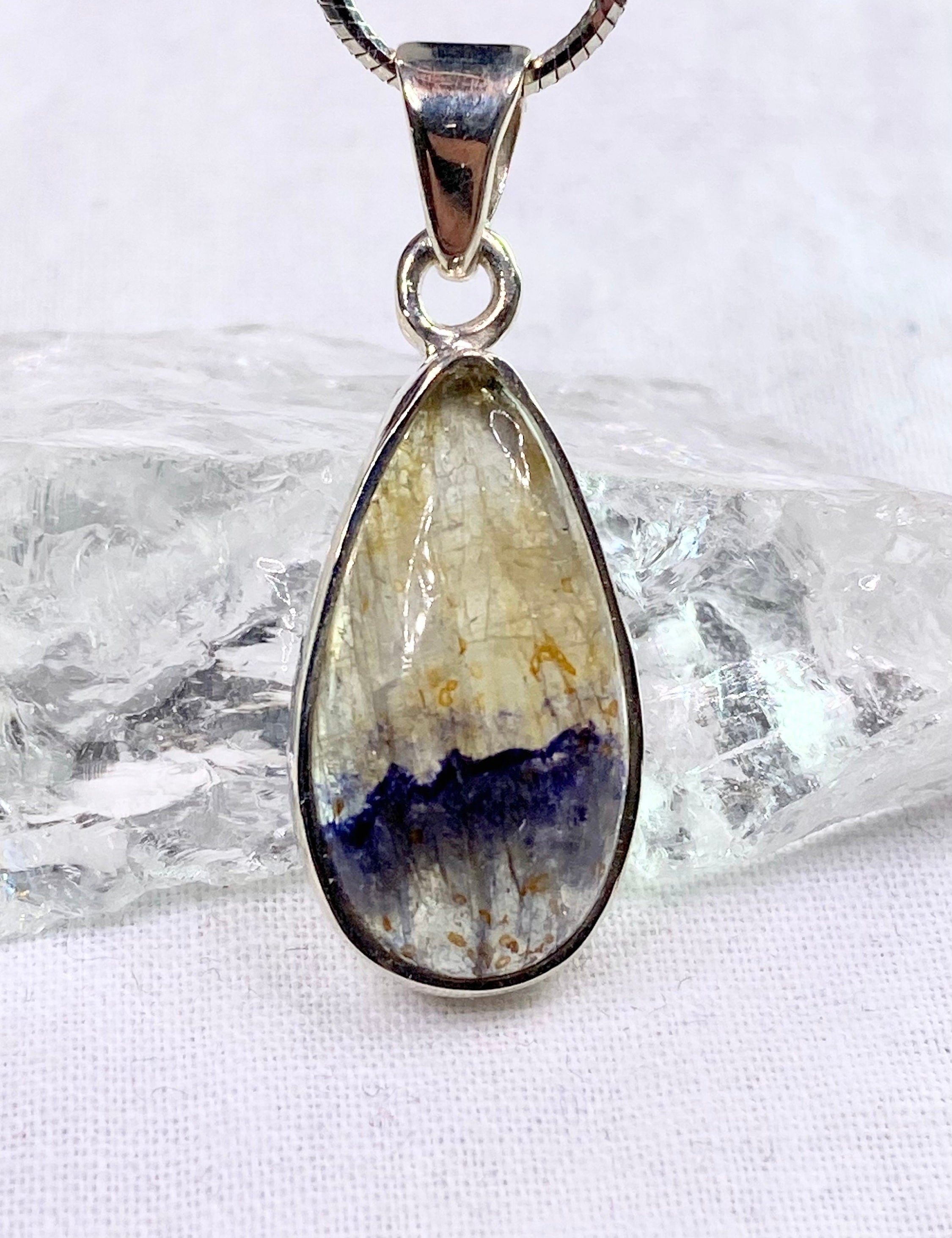 A Rare Blue John and Silver Pendant.