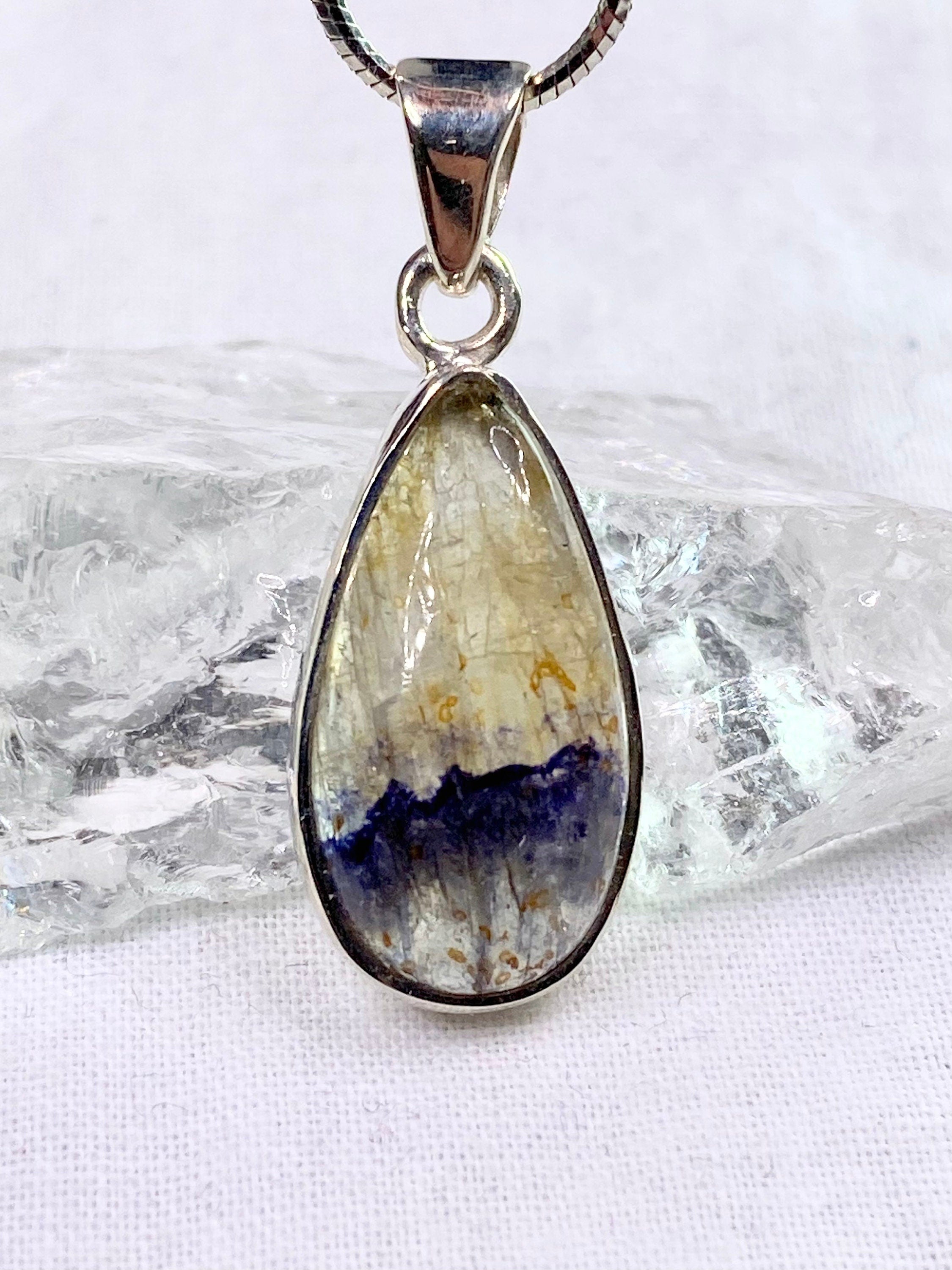 A Rare Blue John and Silver Pendant.