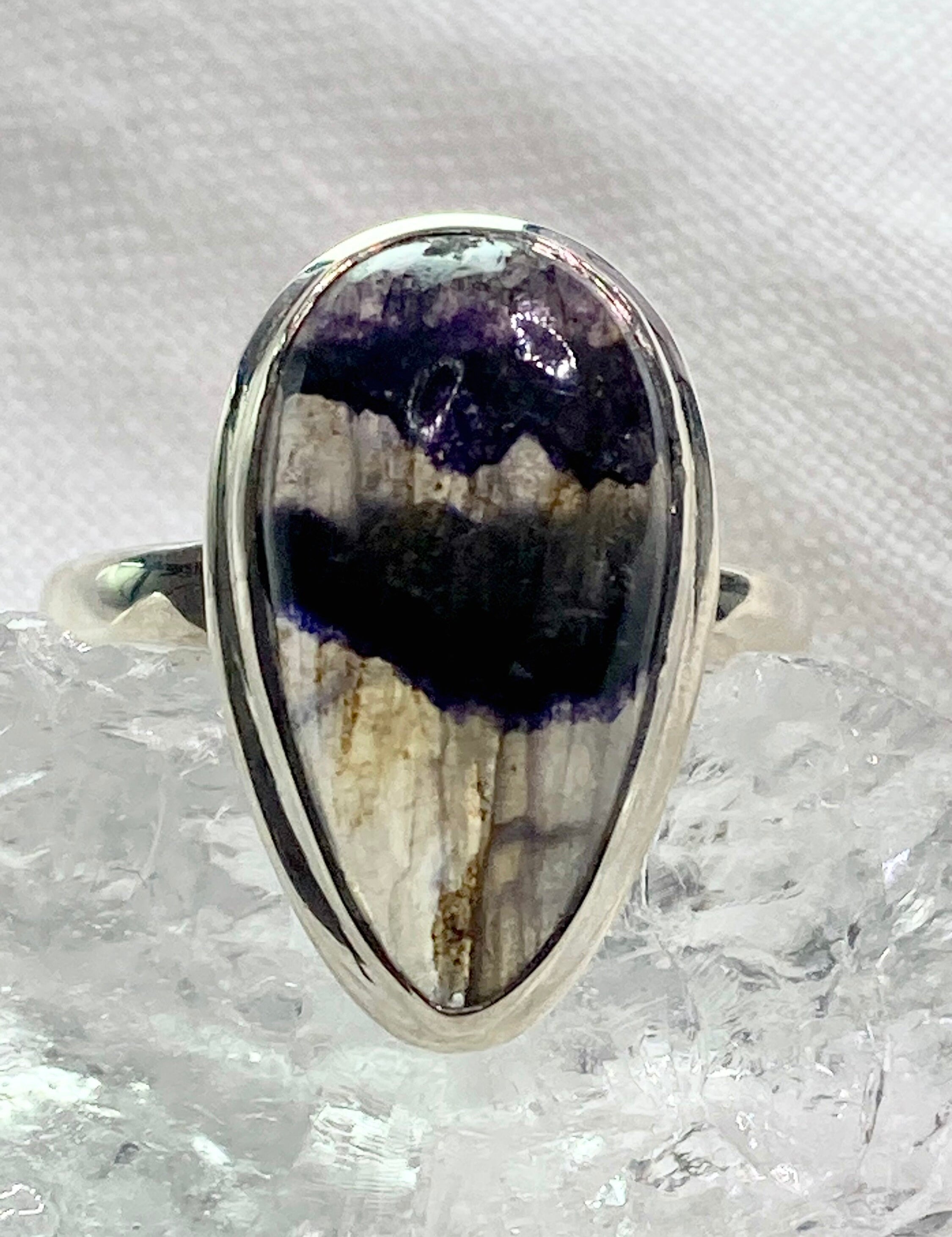 An Extremely Rare Blue John and Silver Ring