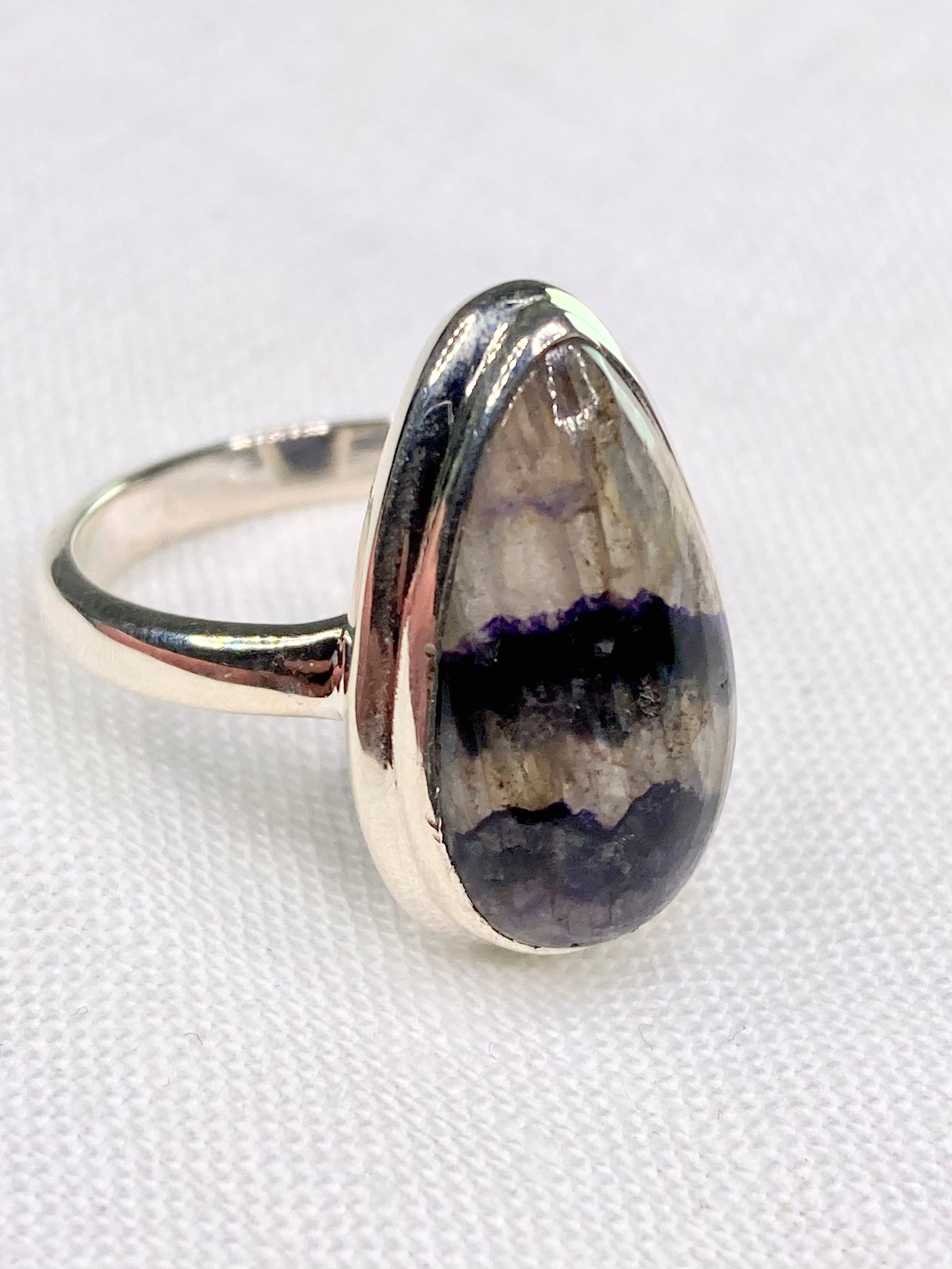 An Extremely Rare Blue John and Silver Ring