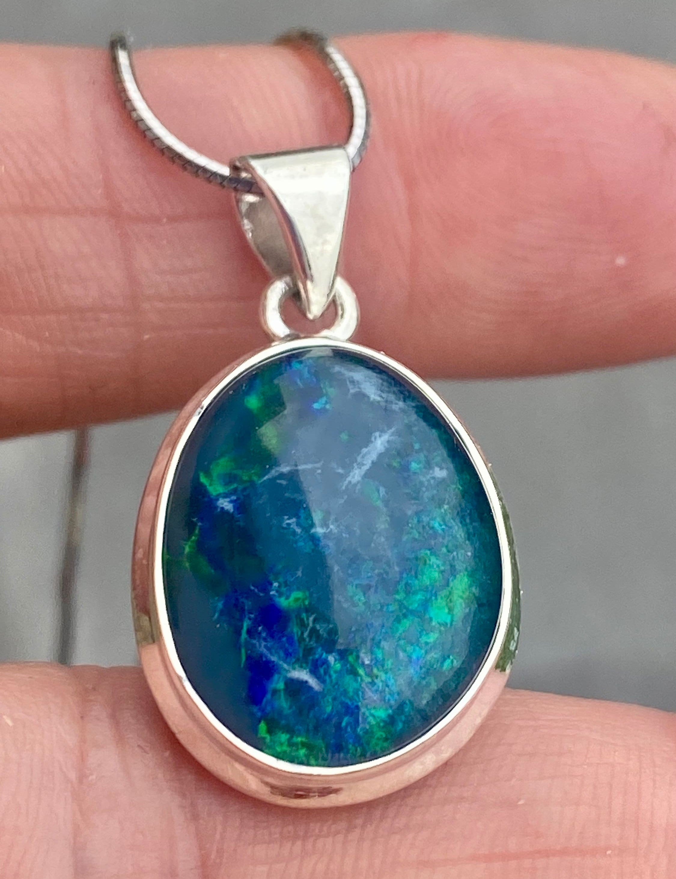 Australian Opal and Silver Pendant