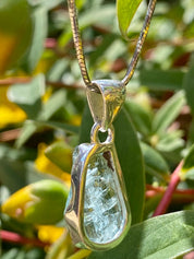 Raw Aquamarine and Silver Pendant