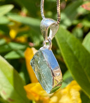 Raw Aquamarine and Silver Pendant