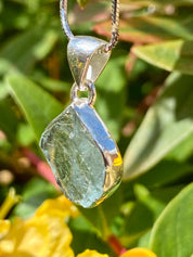 Raw Aquamarine and Silver Pendant