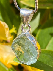 Raw Aquamarine and Silver Pendant