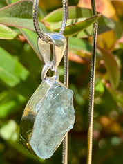 Raw Aquamarine and Silver Pendant