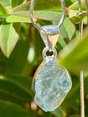 Raw Aquamarine and Silver Pendant