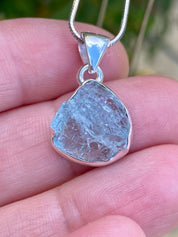 Raw Aquamarine and Silver Pendant