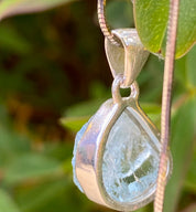 Raw Aquamarine and Silver Pendant