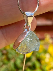 Raw Aquamarine and Silver Pendant