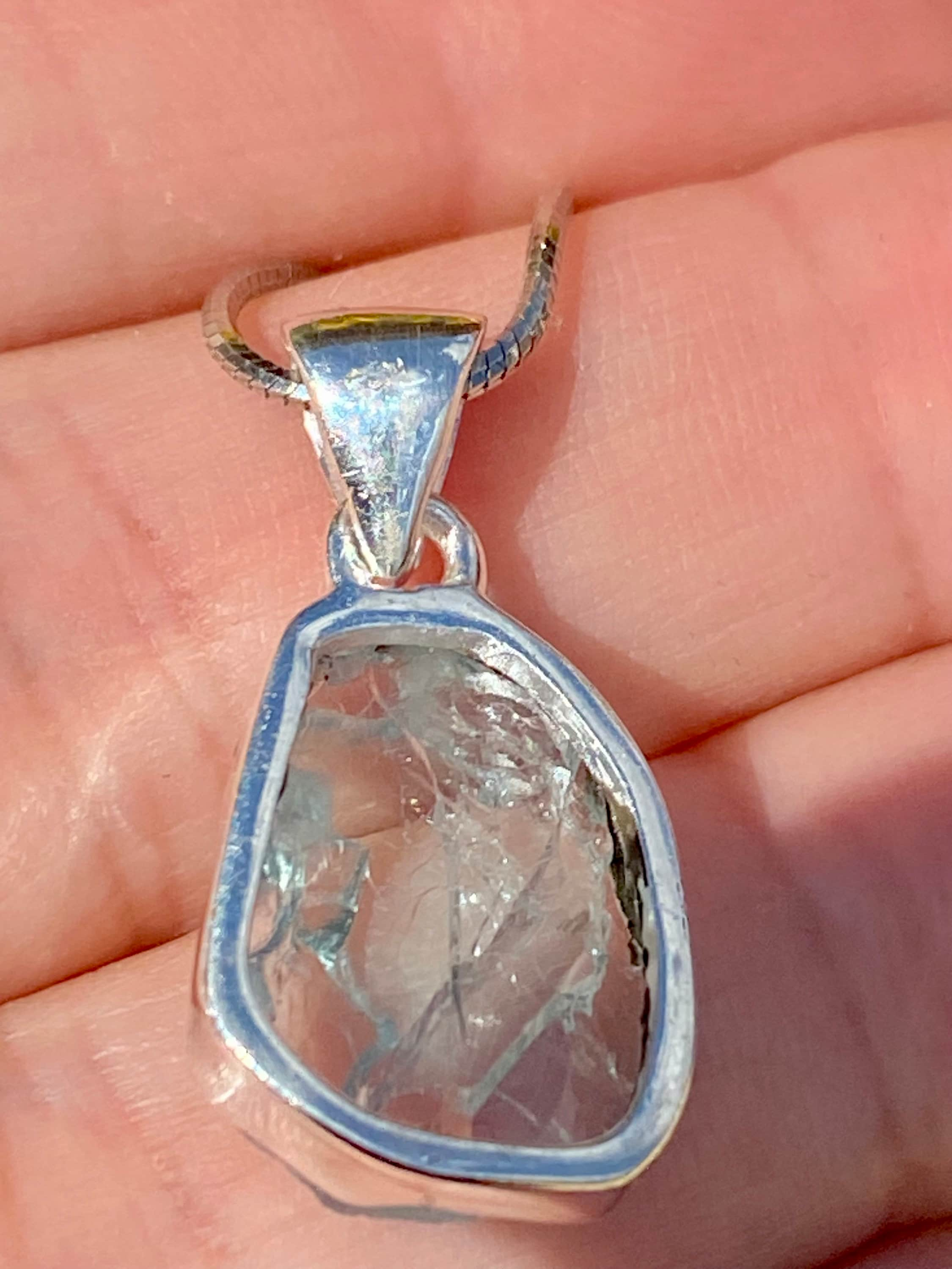 Raw Aquamarine and Silver Pendant