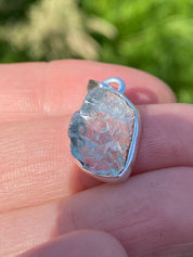 Raw Aquamarine and Silver Pendant