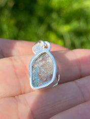 Raw Aquamarine and Silver Pendant