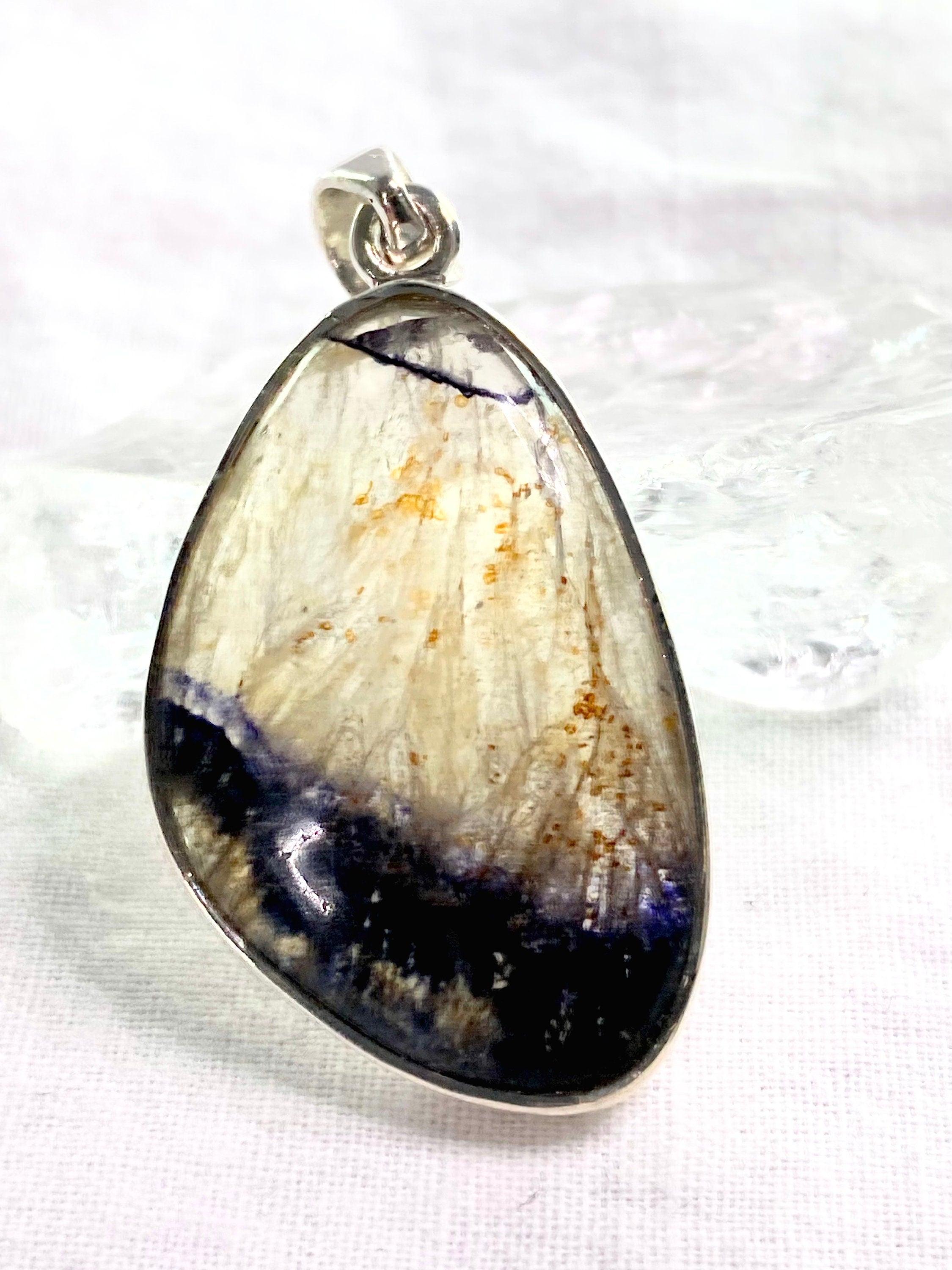 A Rare Blue John and Silver Pendant.