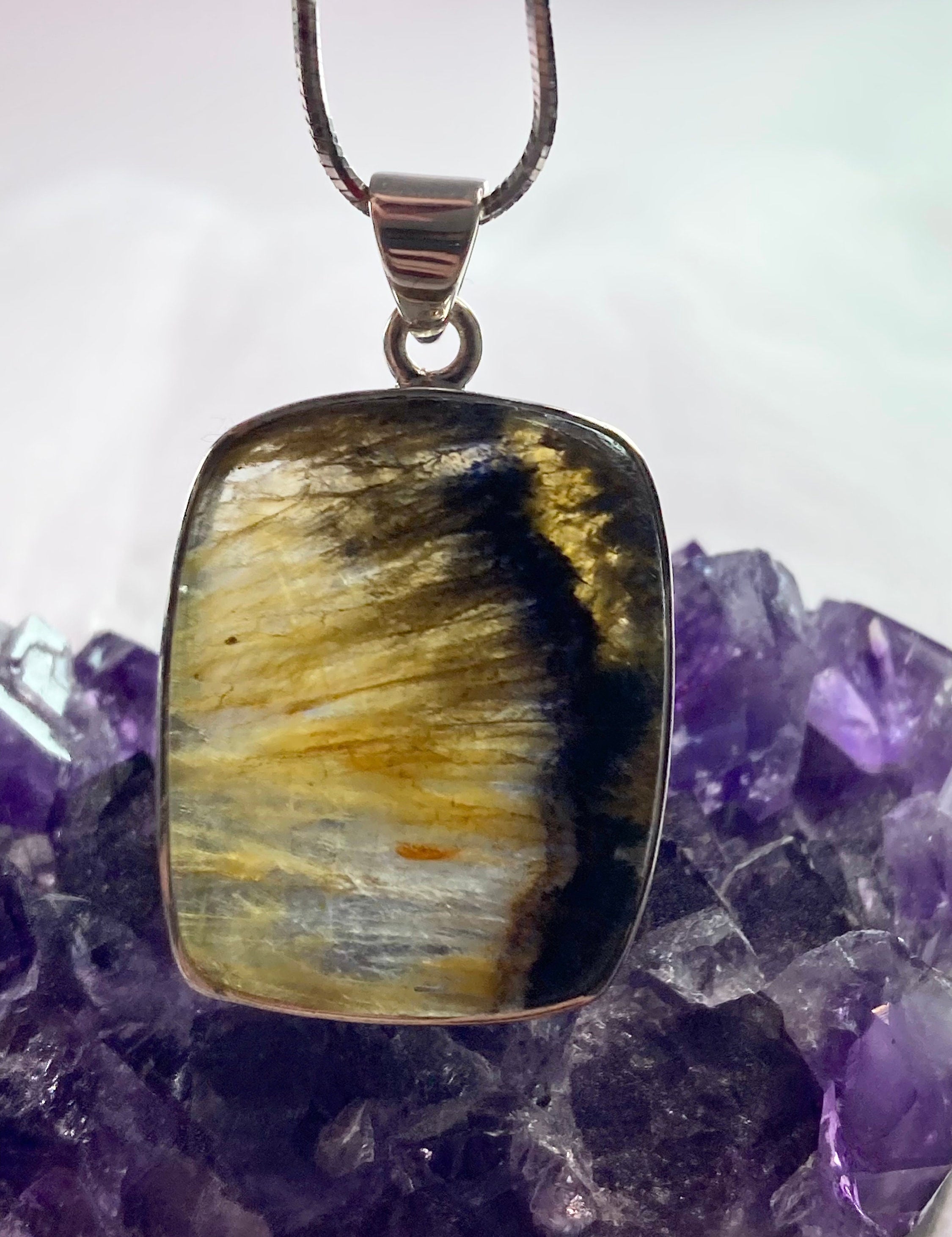 A Rare Blue John and Silver Pendant.