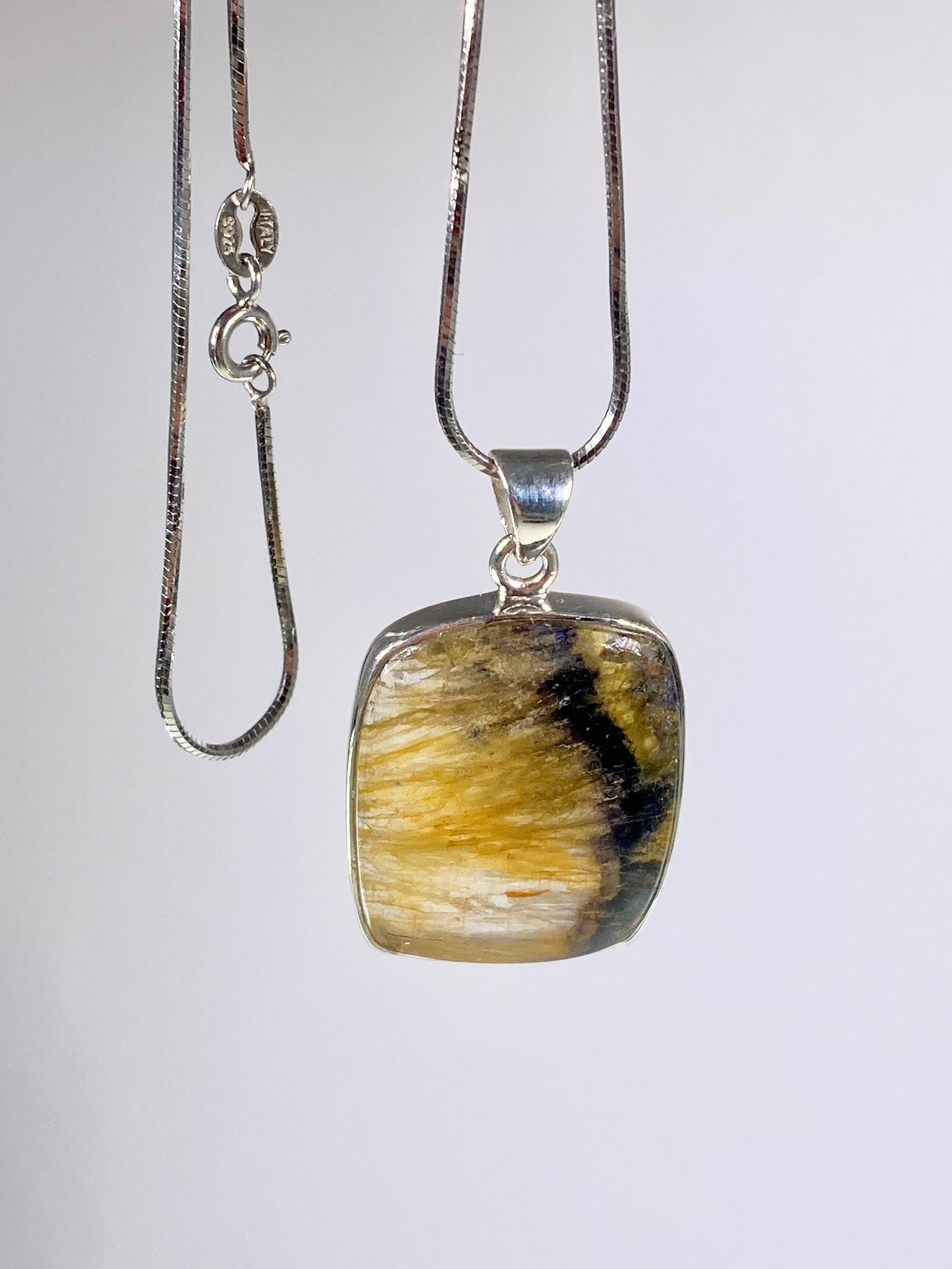 A Rare Blue John and Silver Pendant.