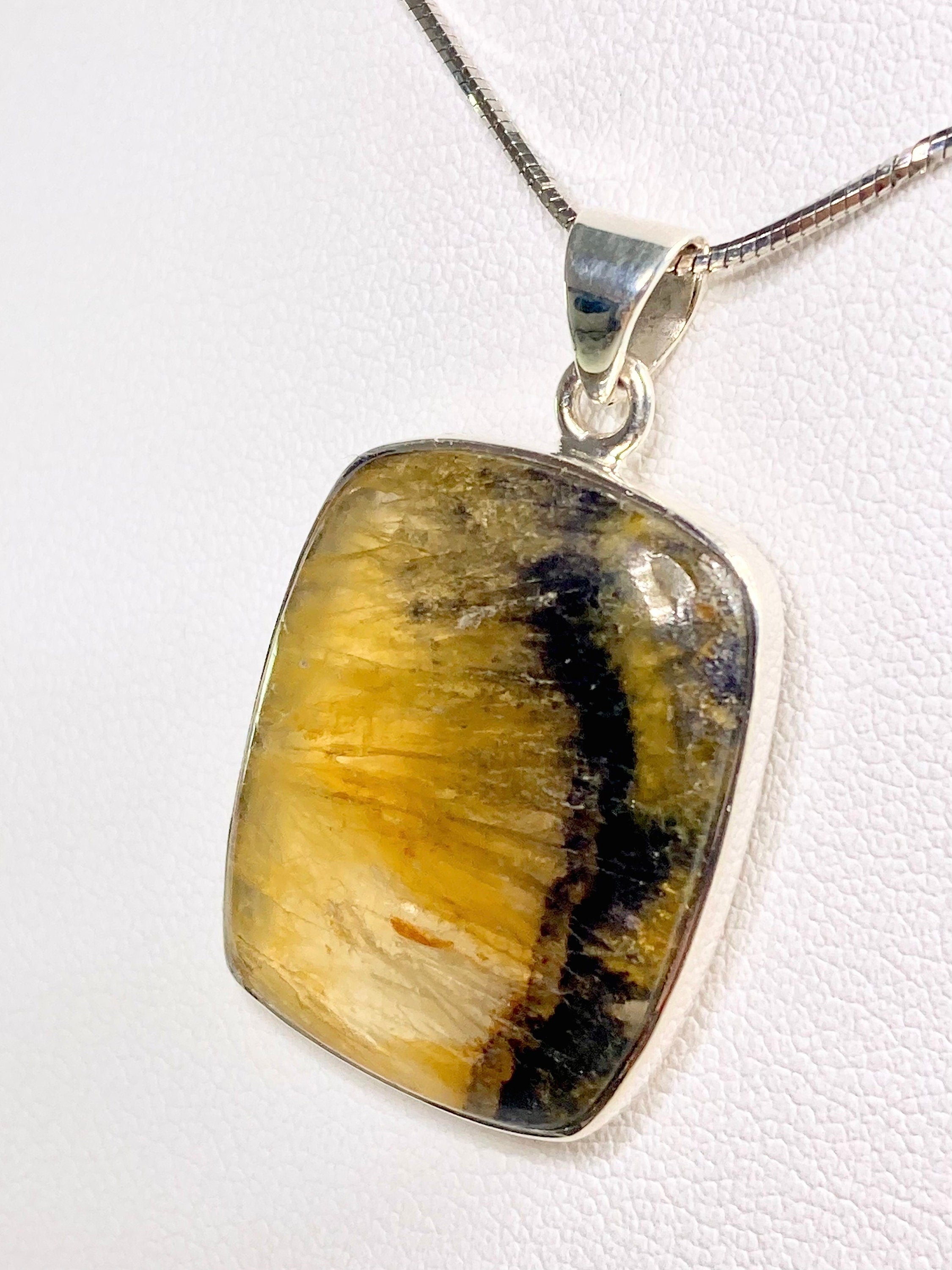 A Rare Blue John and Silver Pendant.