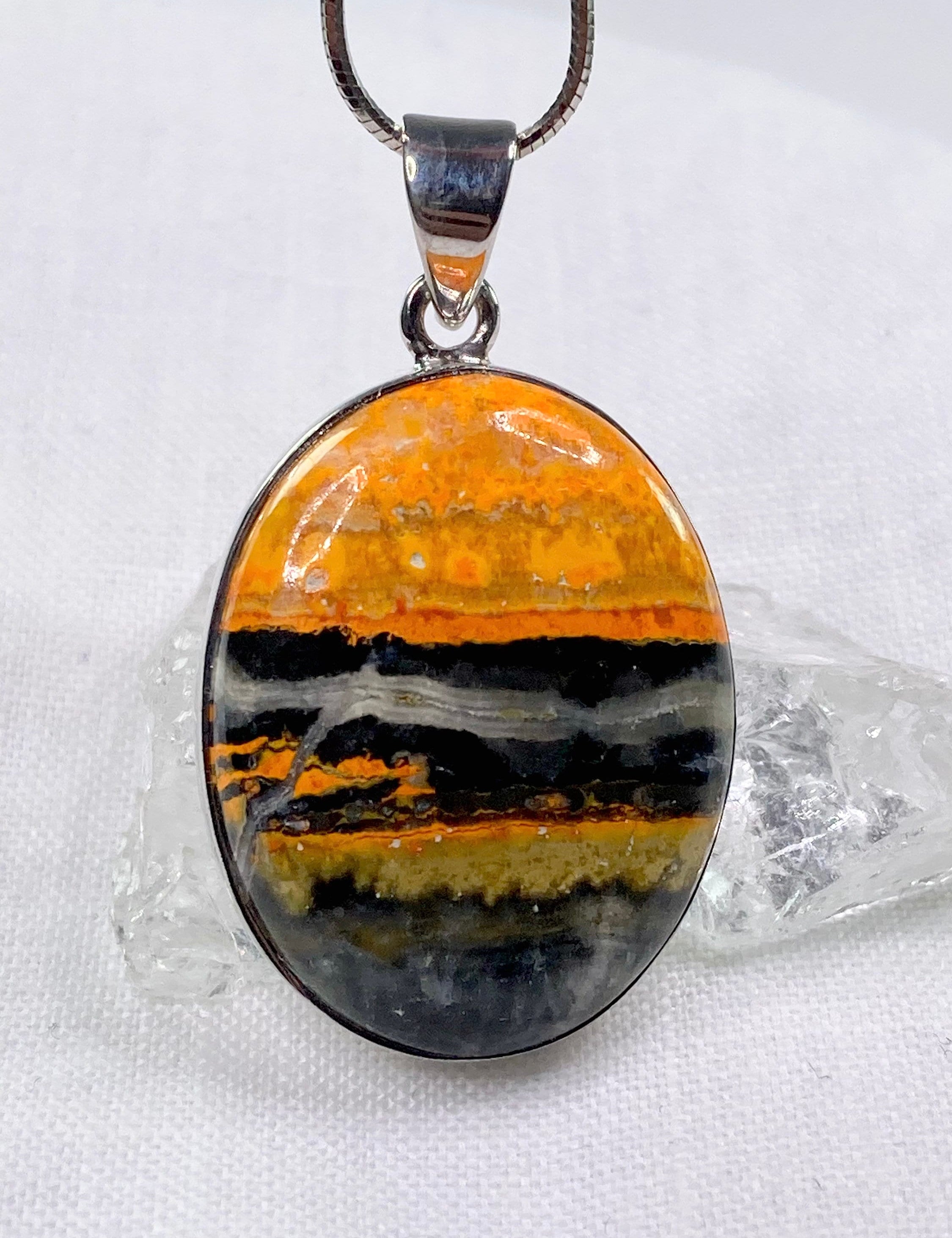 High Quality Bumble Bee Jasper and Silver Pendant.