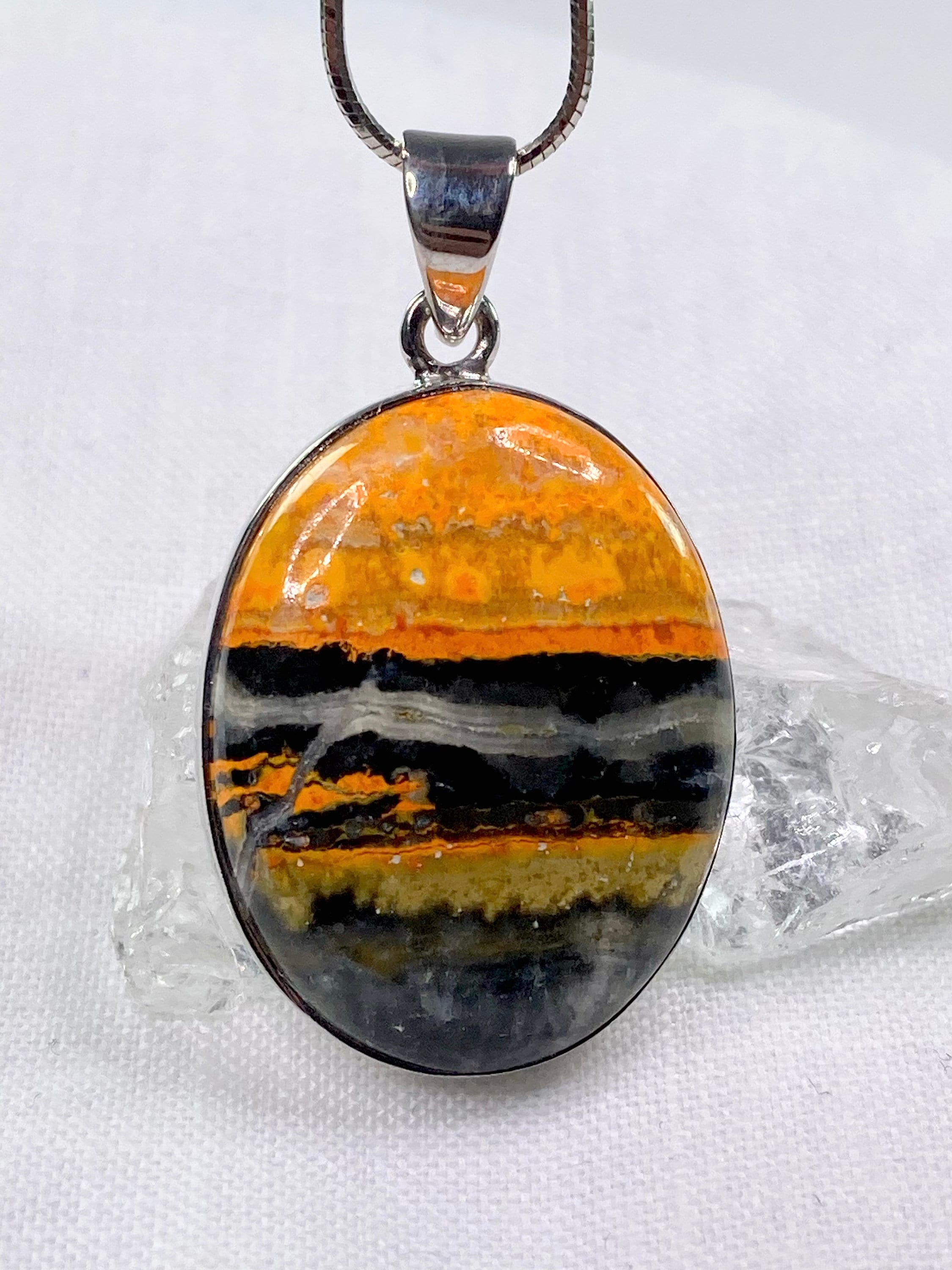 High Quality Bumble Bee Jasper and Silver Pendant.