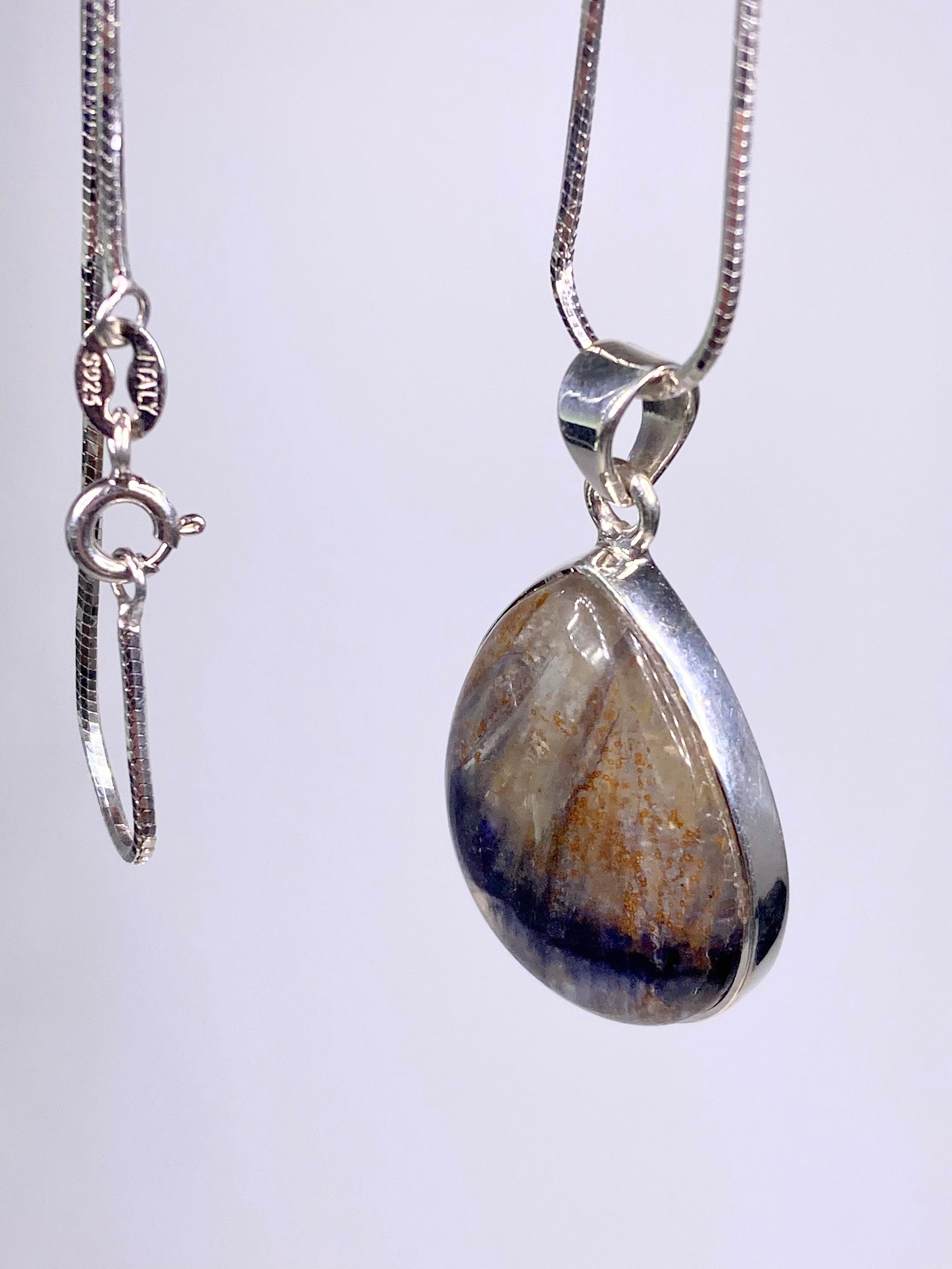 A Rare Blue John and Silver Pendant.