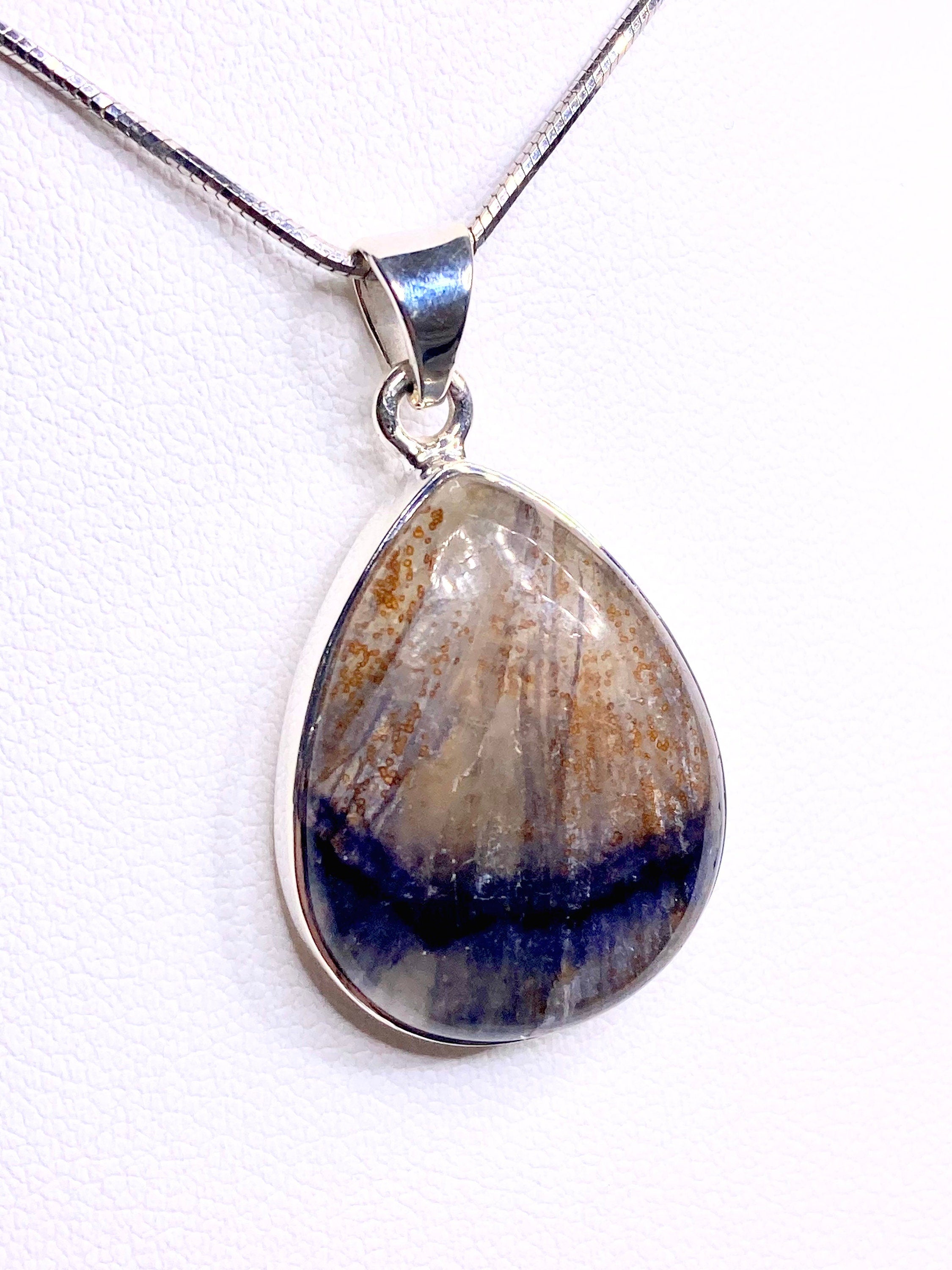 A Rare Blue John and Silver Pendant.