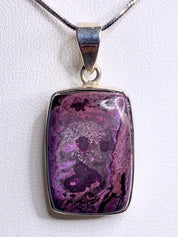 Purple Rectangle Sugilite Sterling Silver Pendant