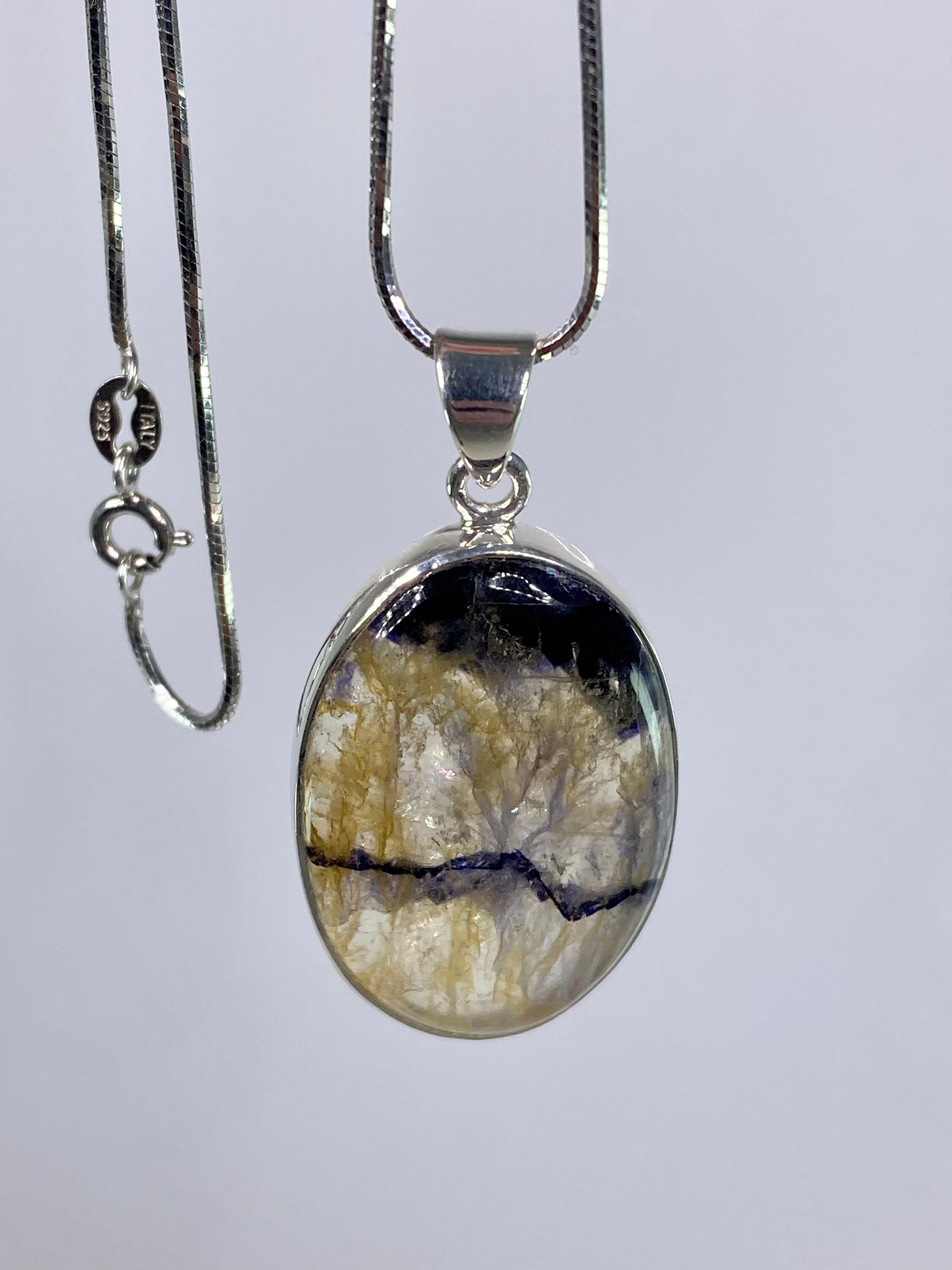 A Rare Blue John and Silver Pendant.